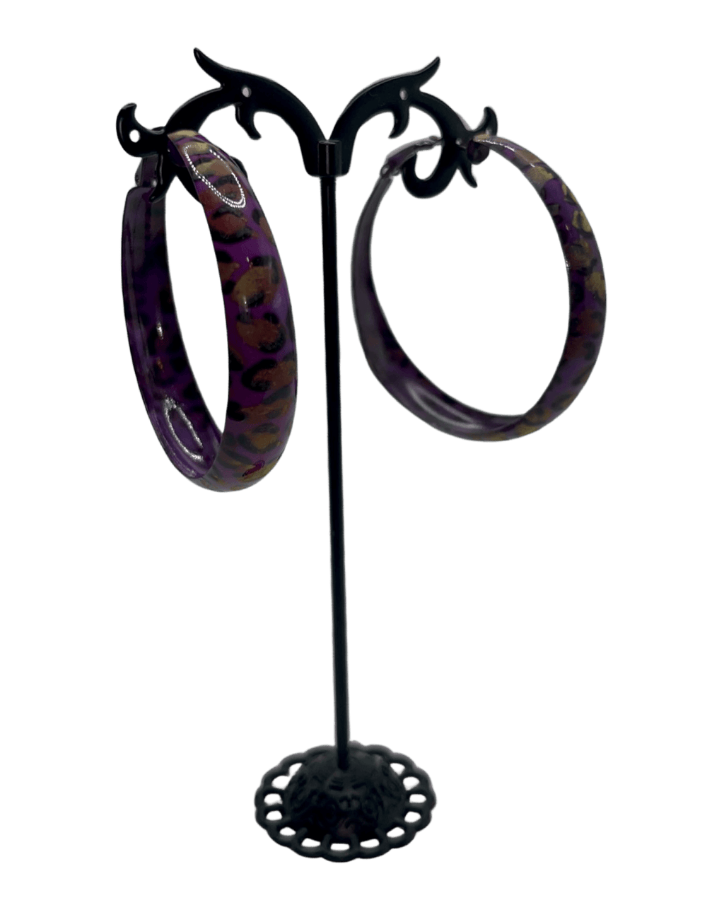 Leopard mini hoops - Purple