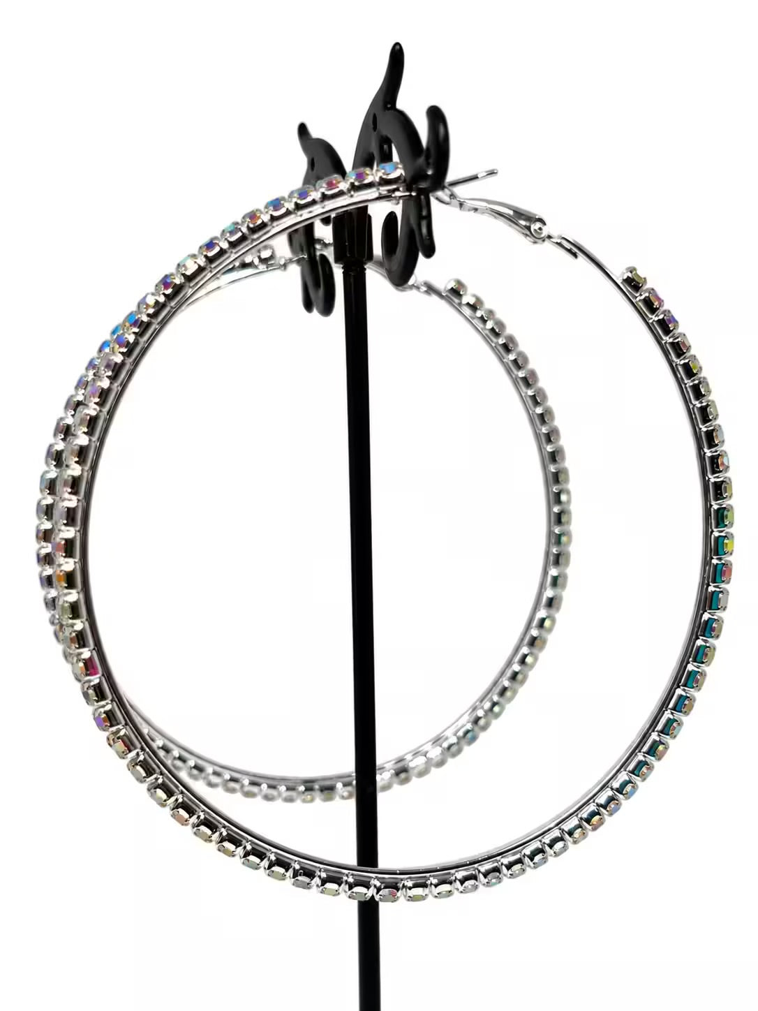 Icy girl iridescent bling hoop earrings