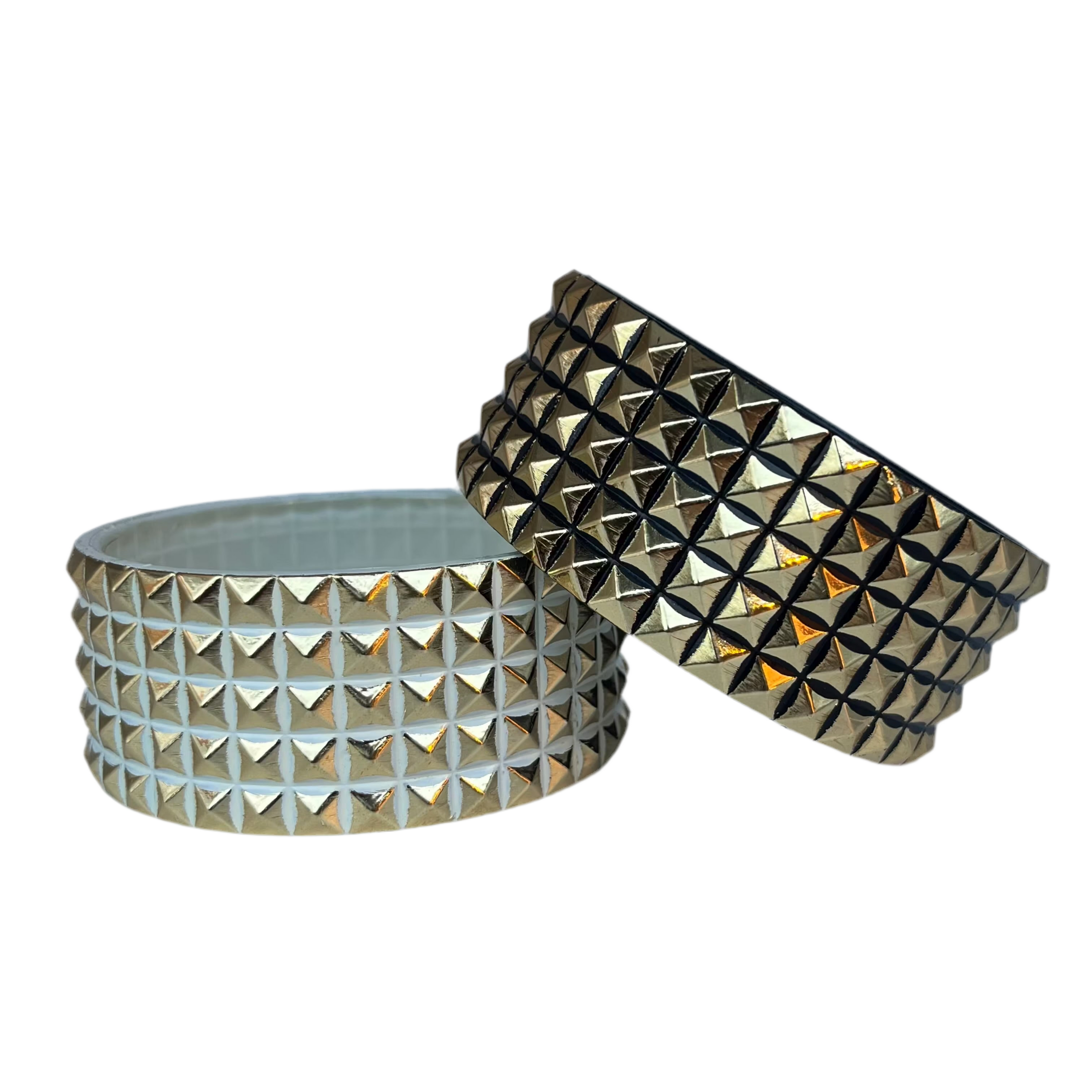 Black + white studded bangle bracelets