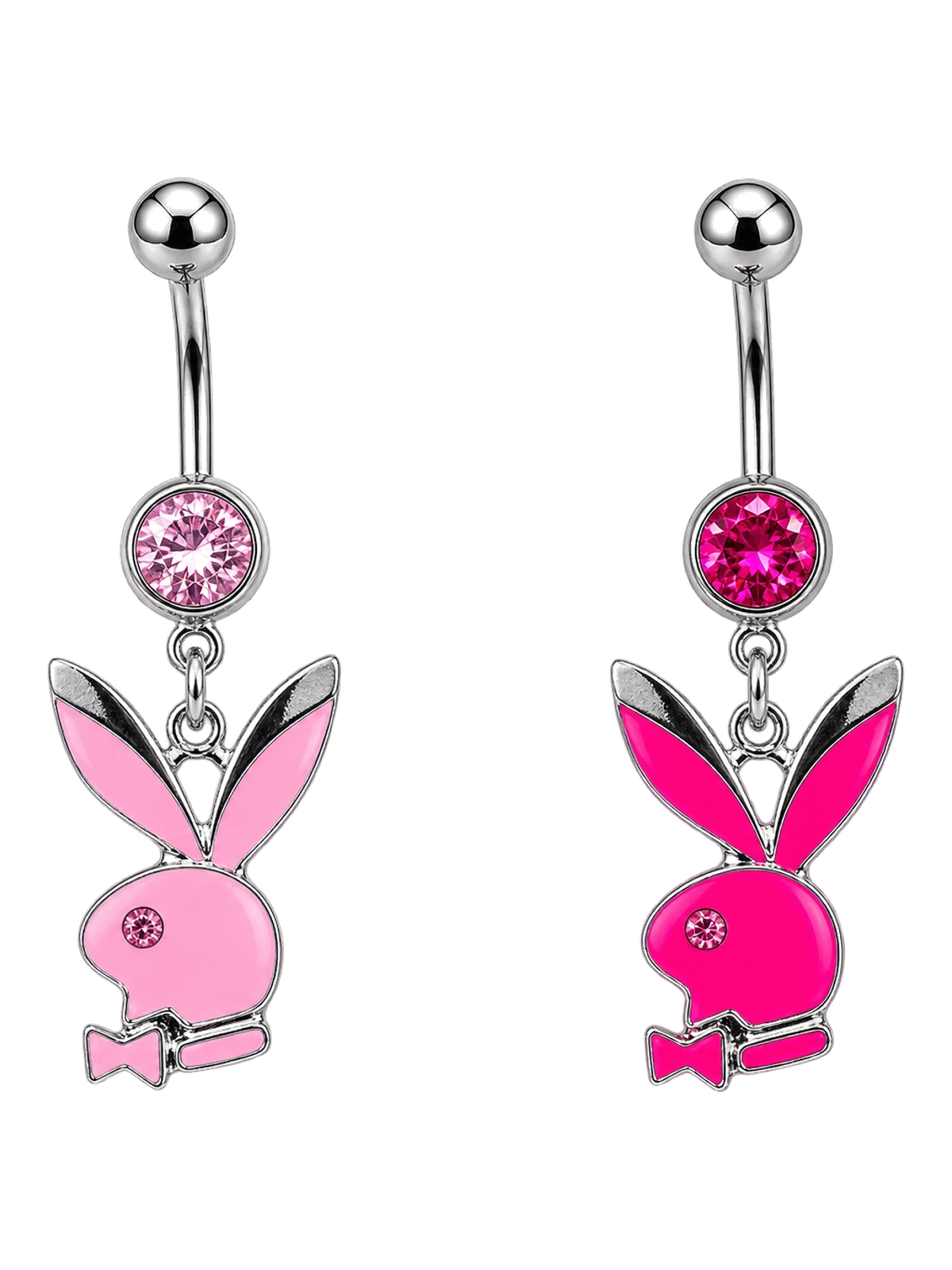 Pink playboy bunny dangle belly piercing