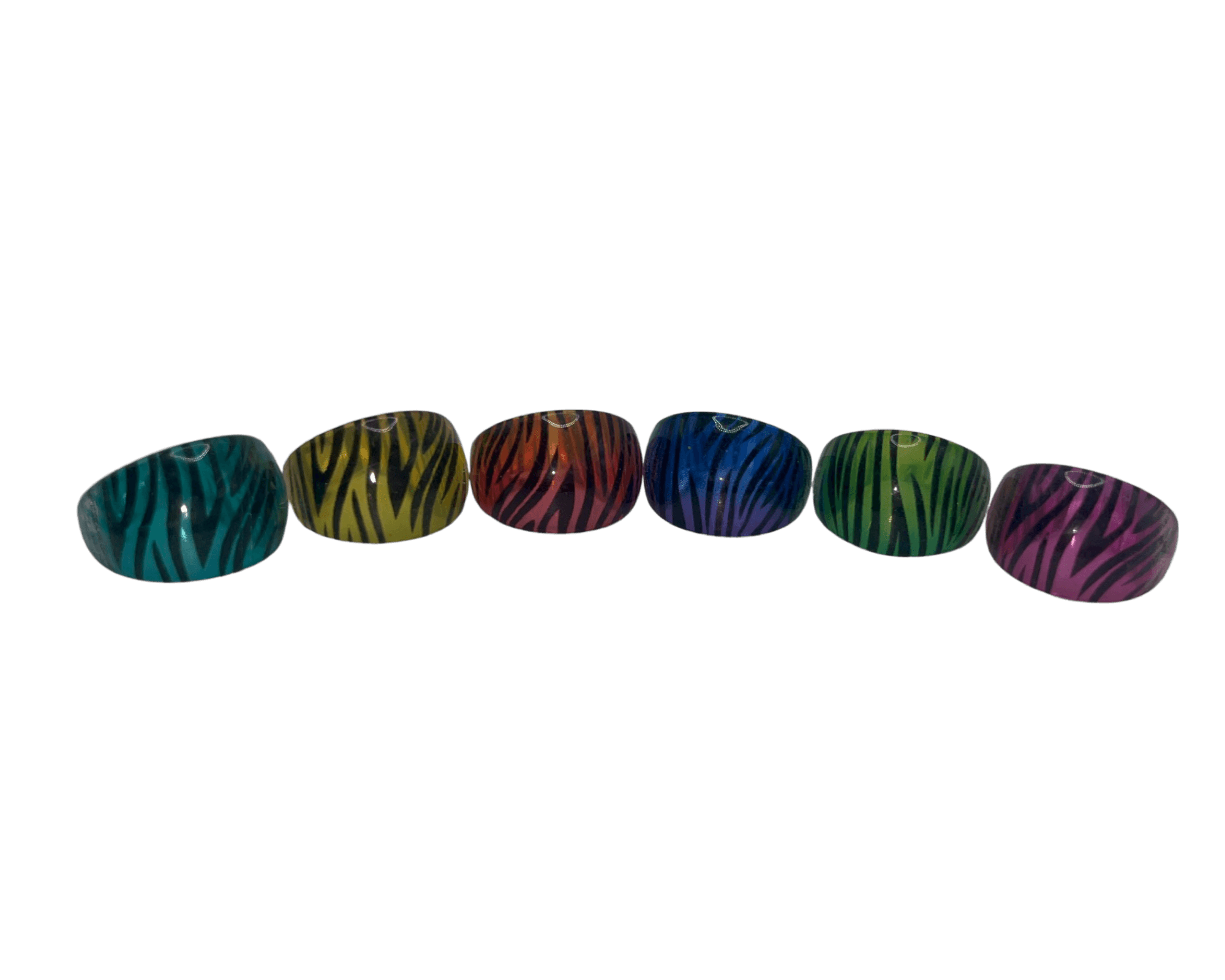Colorful zebra print dome rings - 3 pieces  ♡