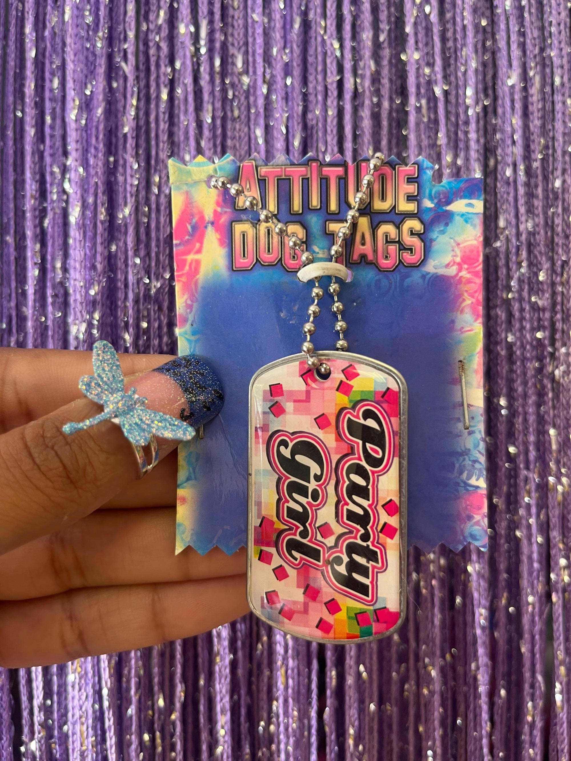 2002 party girl tag necklace