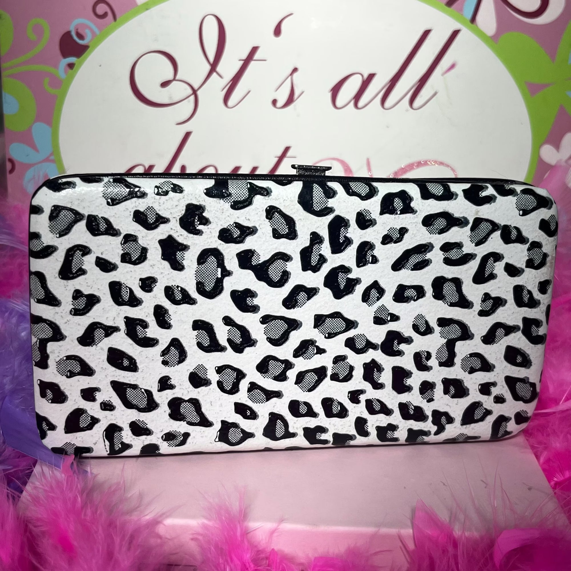 Vintage white leopard wallet