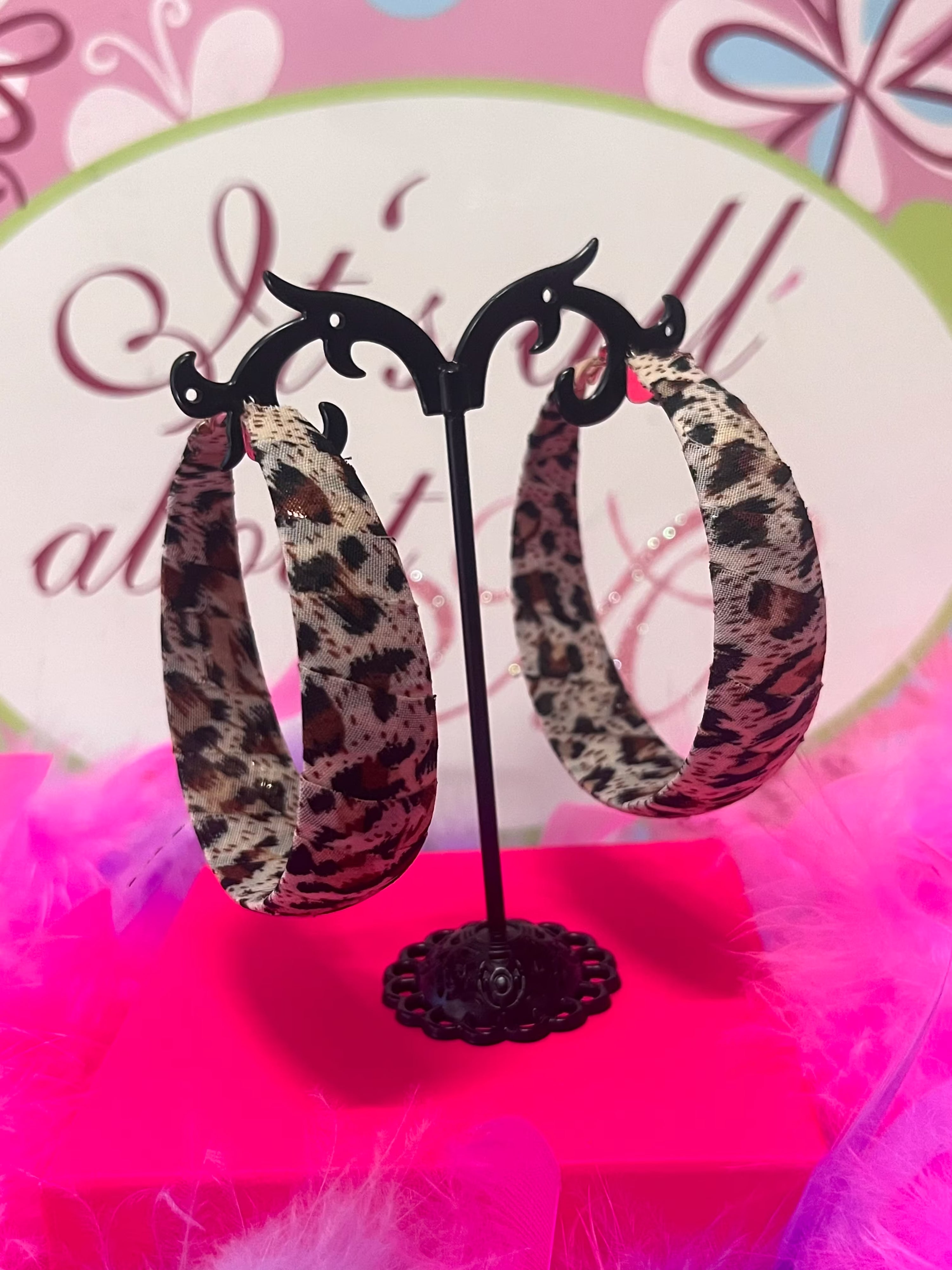 miss behave leopard hoop earrings
