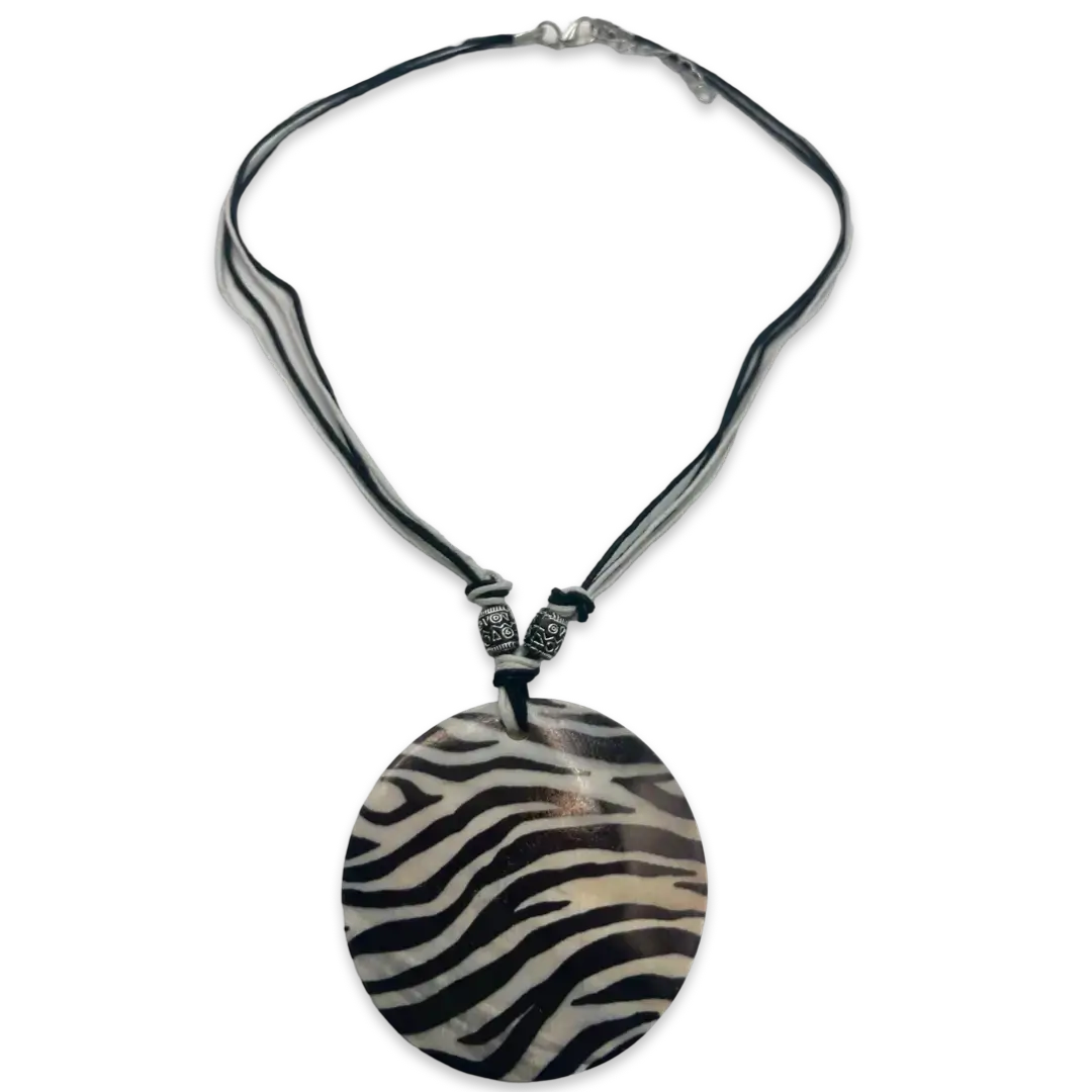 zebra print pearlescent necklace