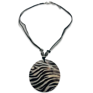 zebra print pearlescent necklace