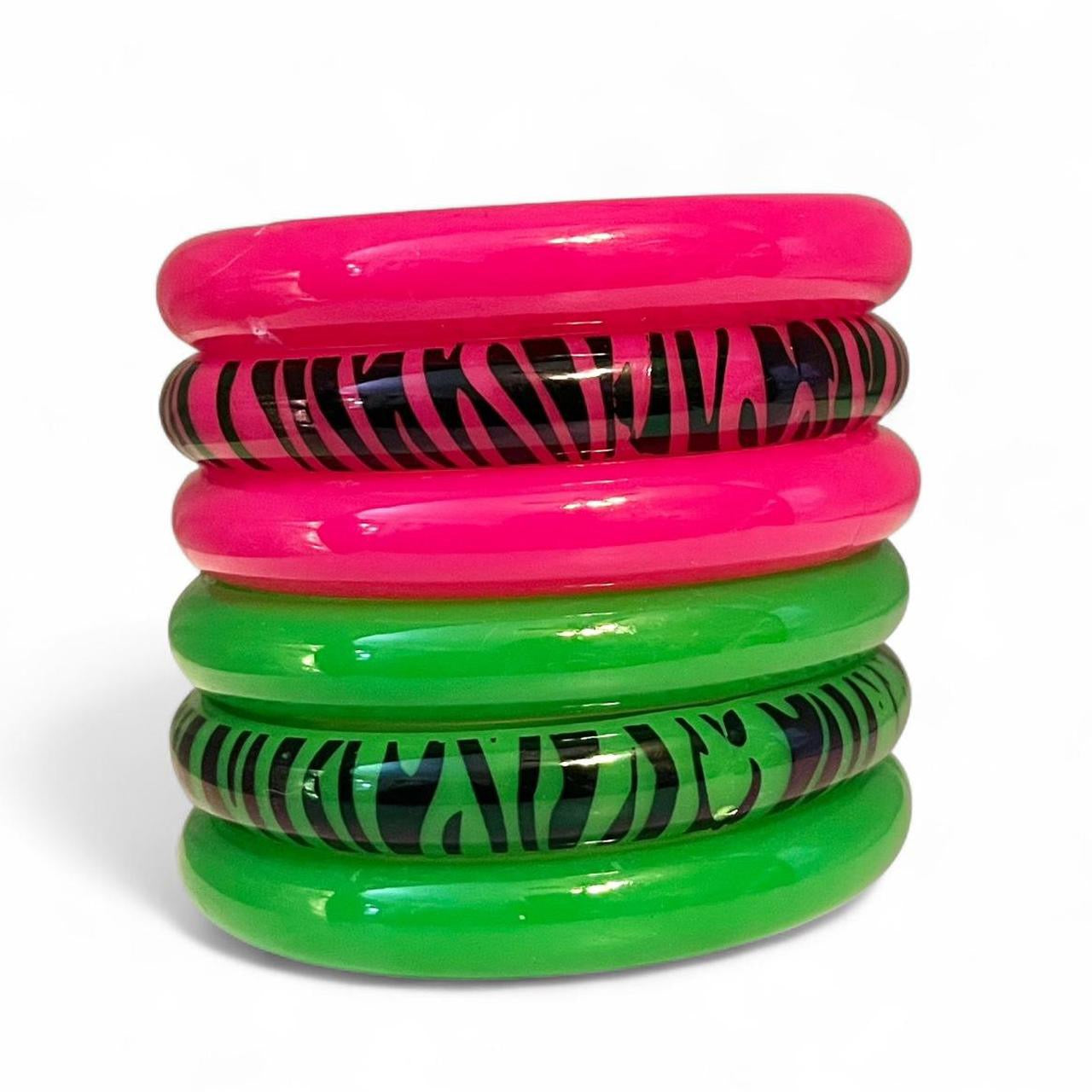 Stackable zebra print bangle bracelet sets