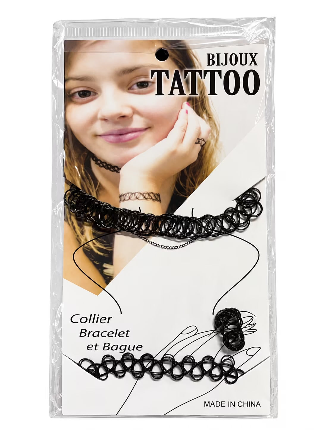 3 piece Tattoo choker necklace set