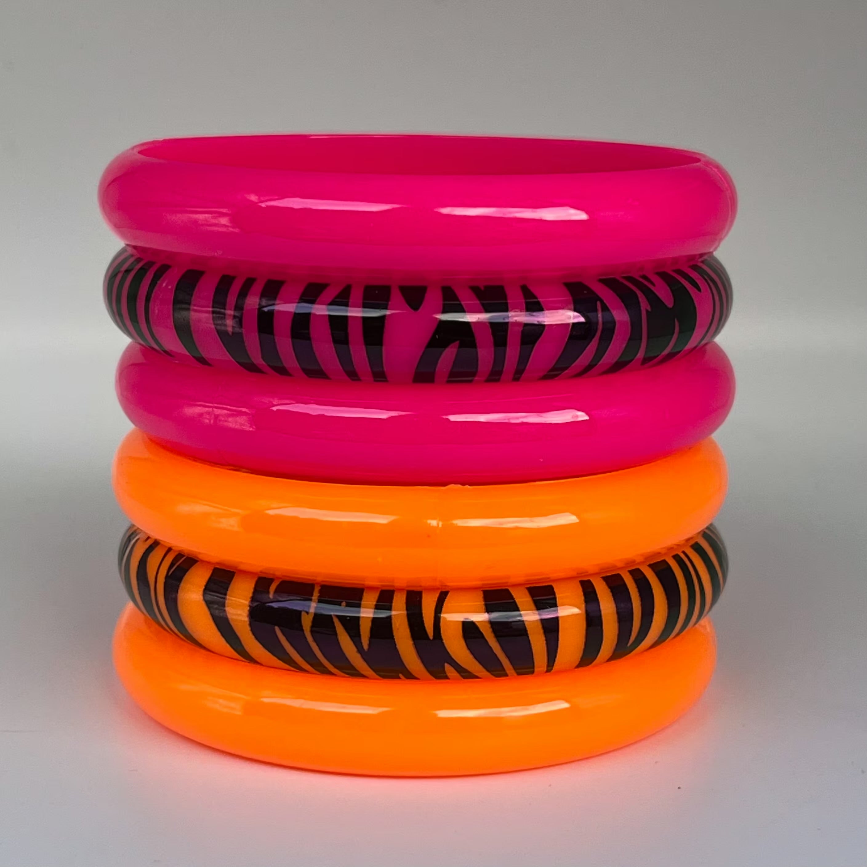 Stackable zebra print bangle bracelet sets