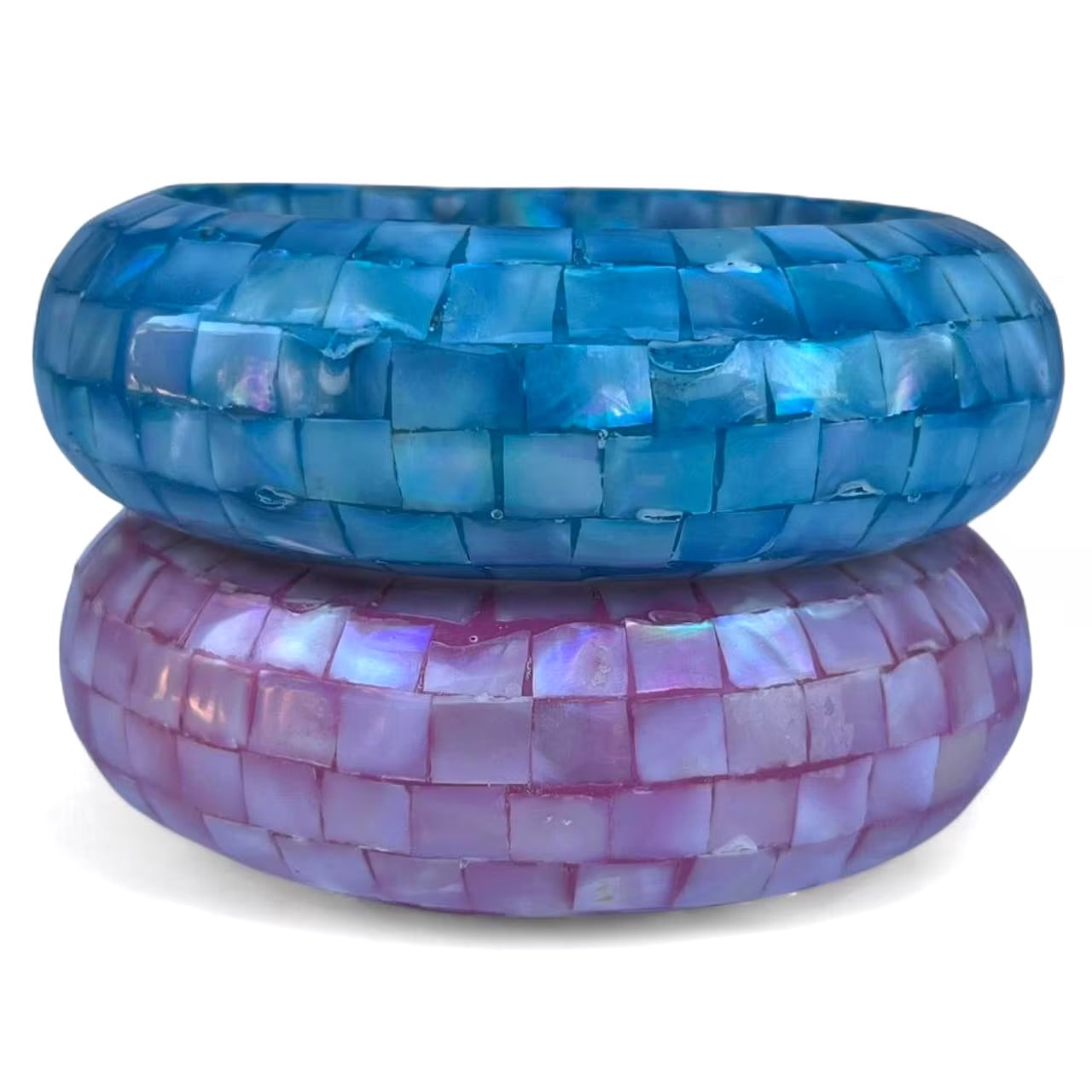 Mosaic shell bangle bracelets