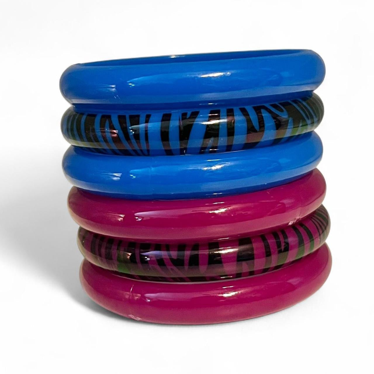 Stackable zebra print bangle bracelet sets
