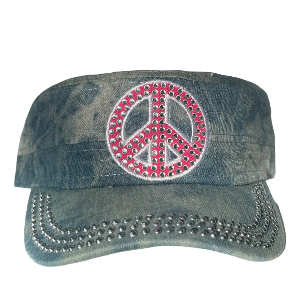 Rhinestone peace sign cadet cap ☆