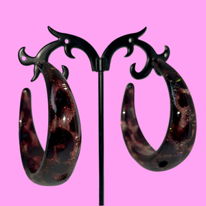 Glitter leopard hoops