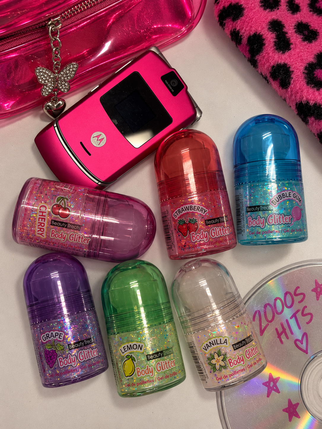 Beauty treats roll on body glitter gel