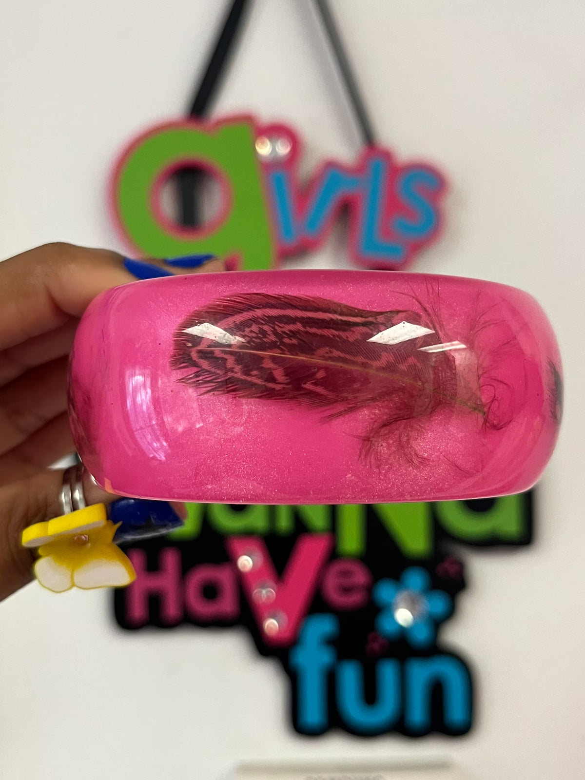 2011 pink feather bangle bracelet