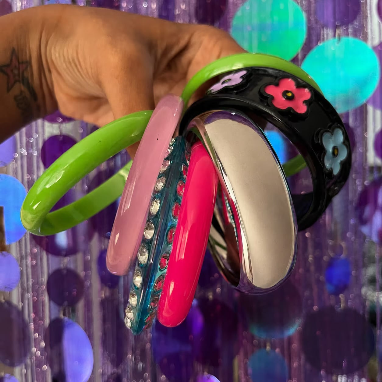 Miss Lisa frank curated vintage bangle bracelet set