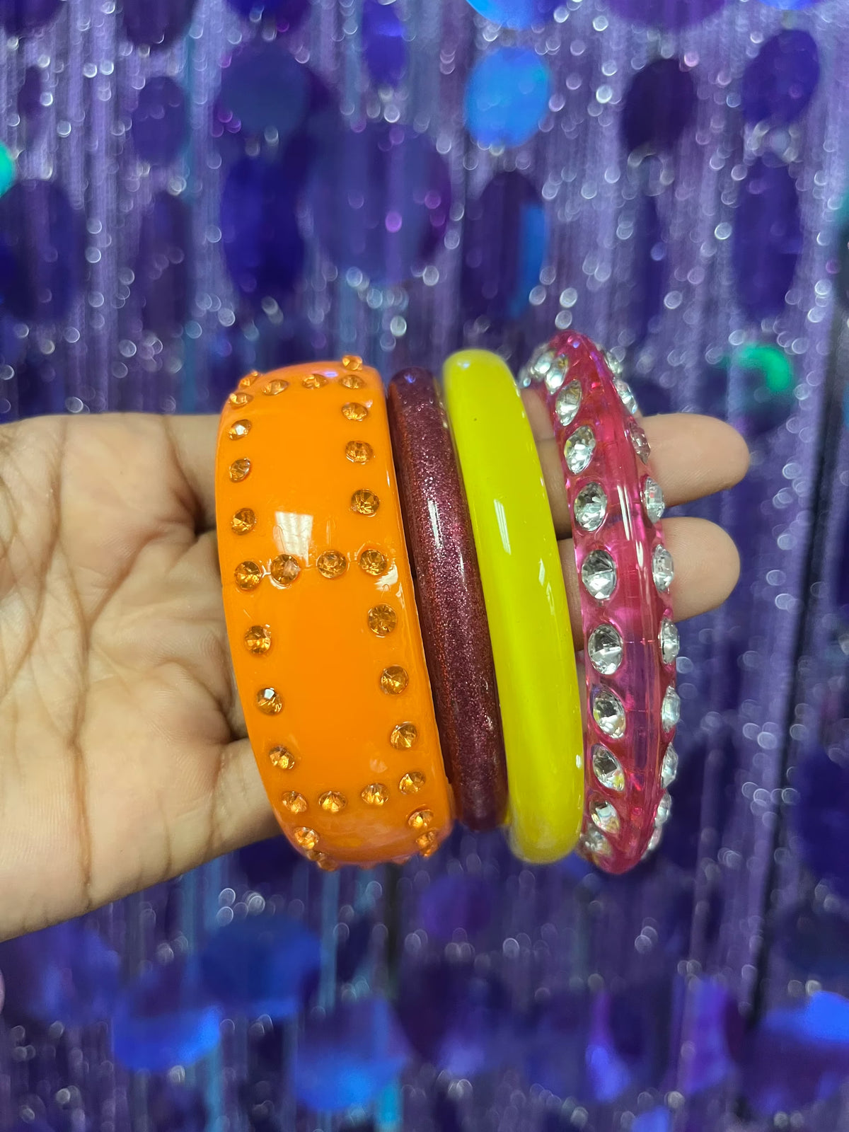 Tropical paradise curated vintage bangle bracelet set