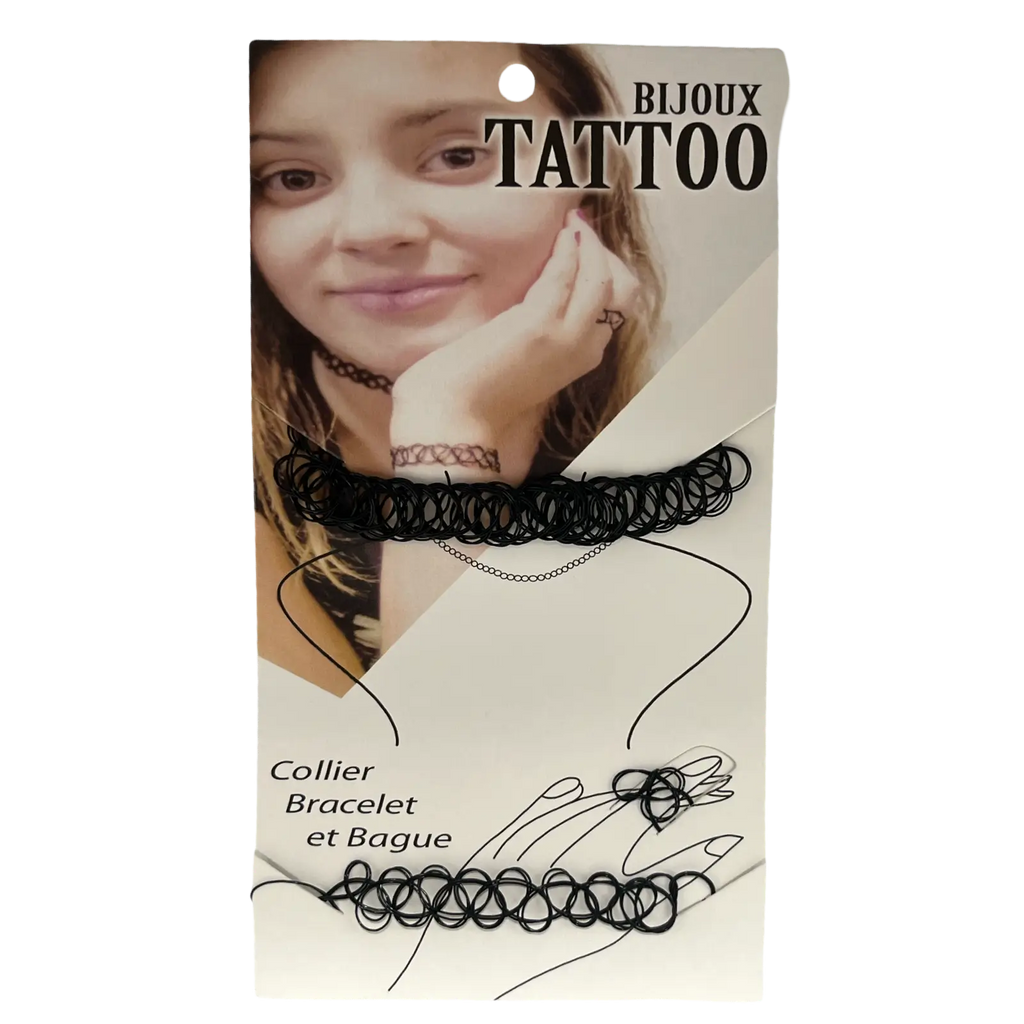 3 piece Tattoo choker necklace set