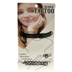 3 piece Tattoo choker necklace set