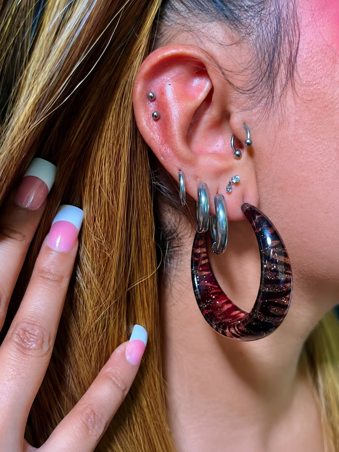 Brown Glitter zebra lucite hoop earrings - limited time offer!