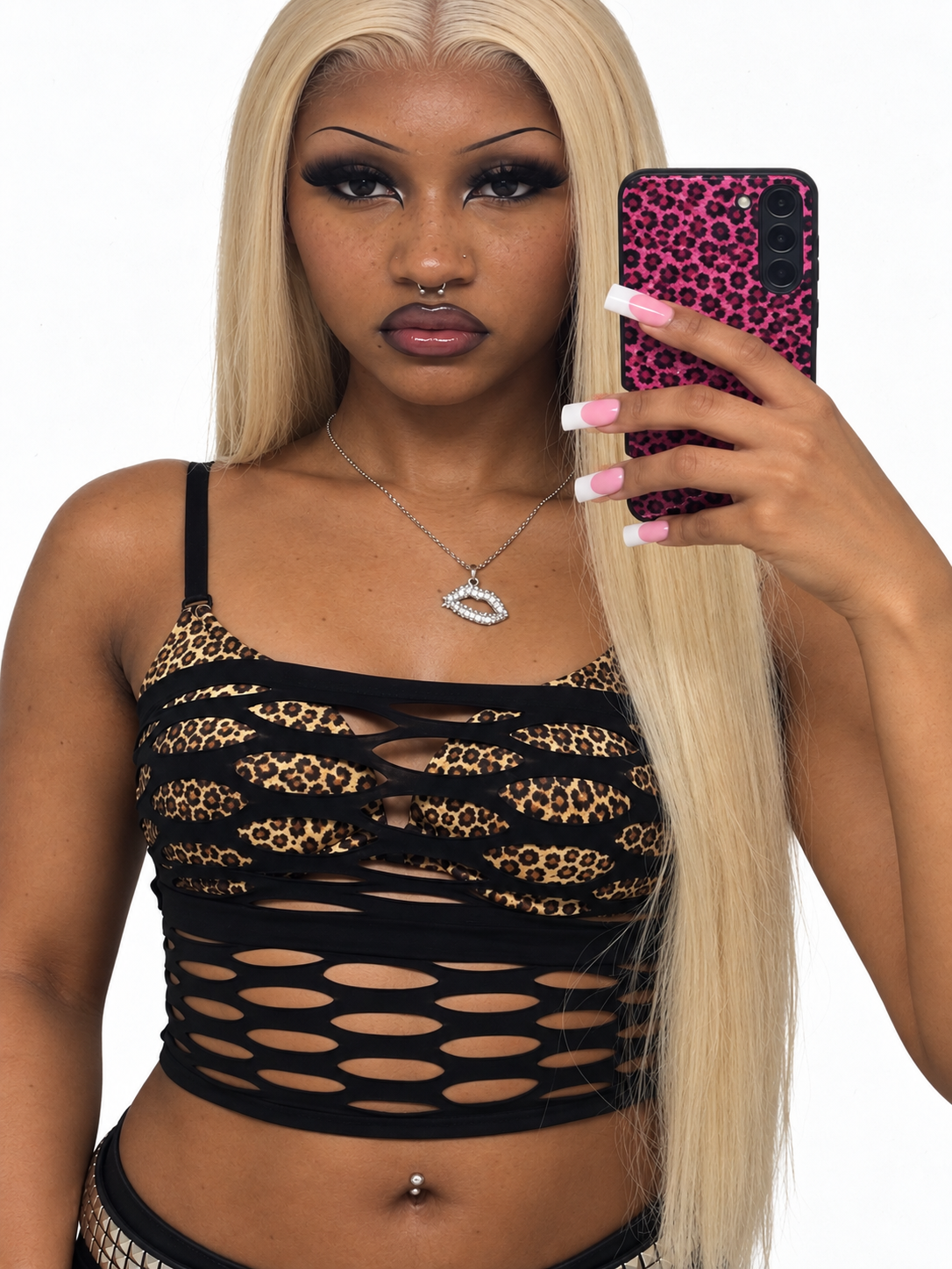 Black Misti Fishnet tube tank top