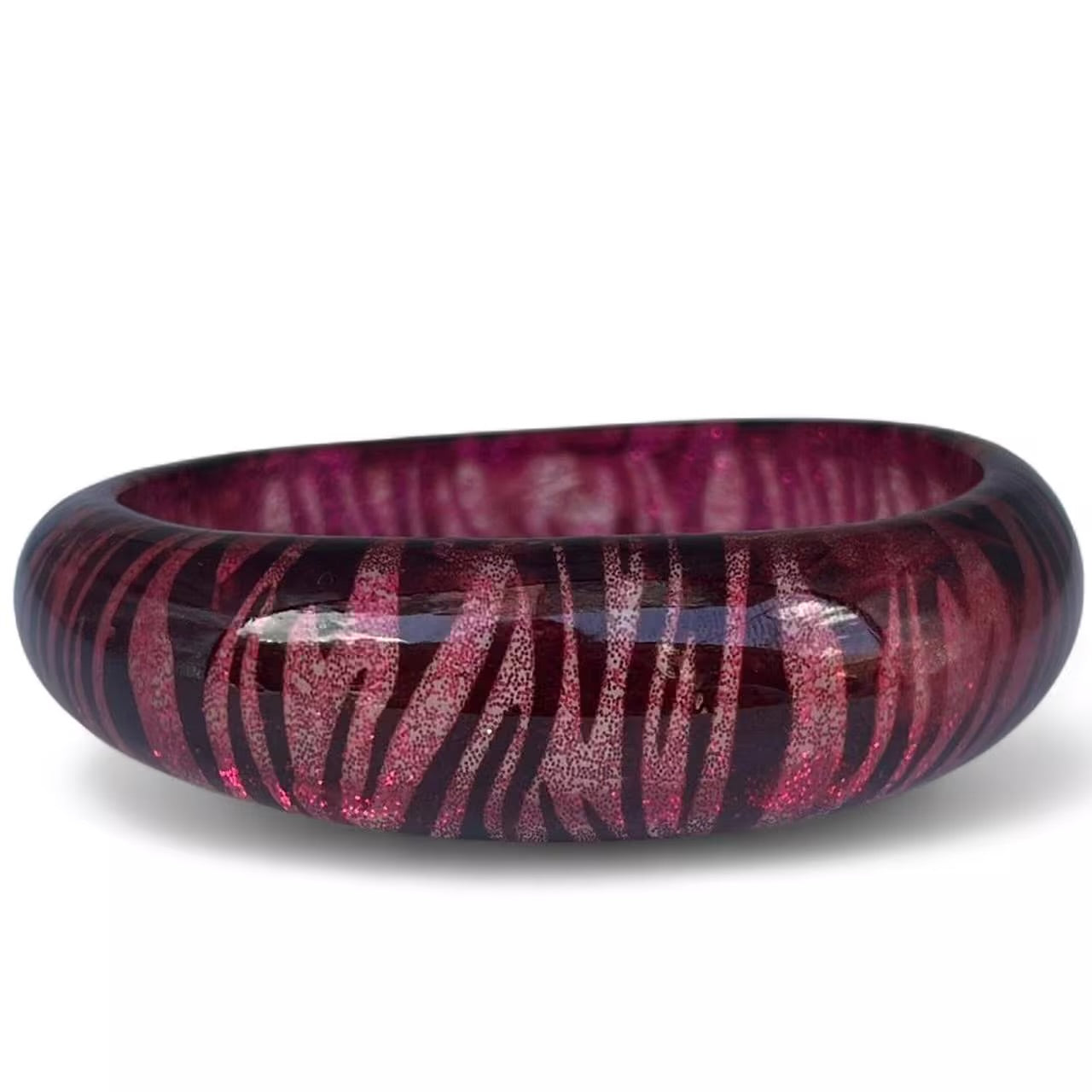 Dark pink glitter zebra print bangle