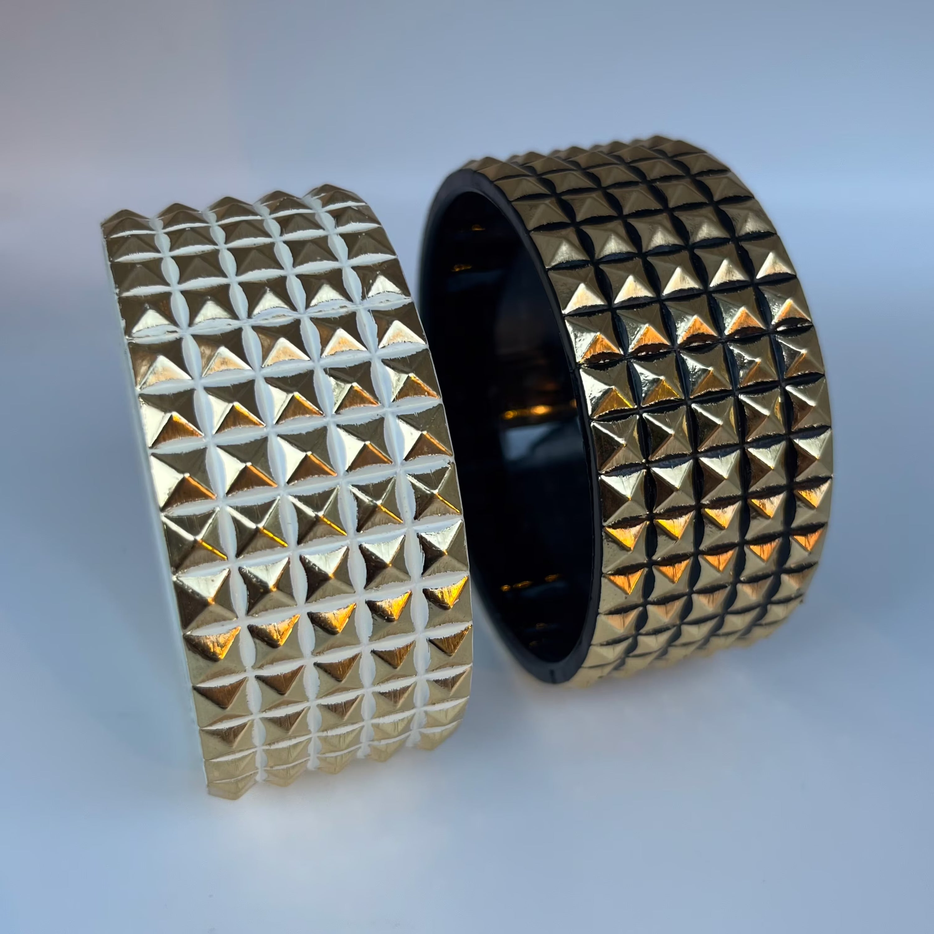 Black + white studded bangle bracelets