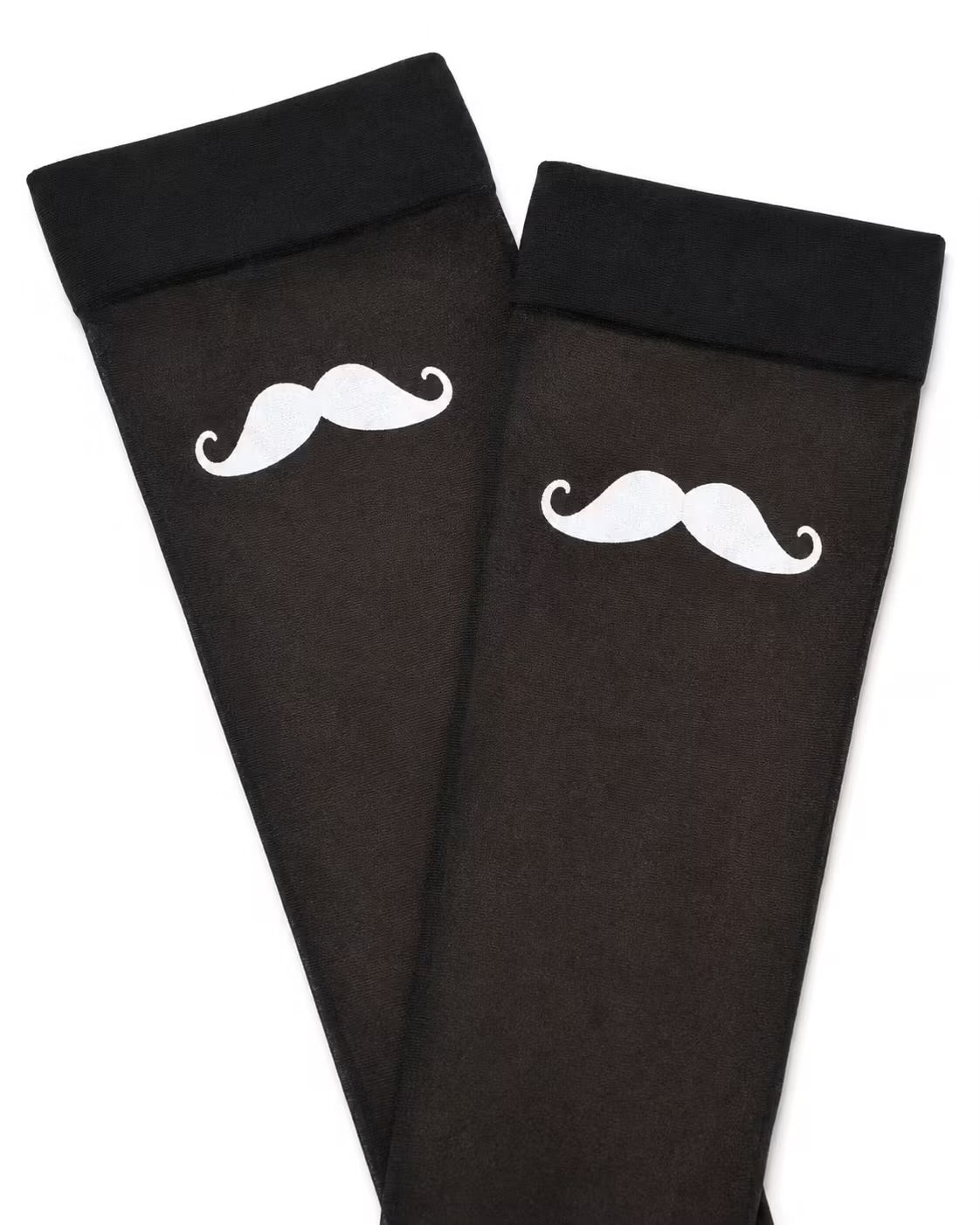 I mustache u white thigh high leggings