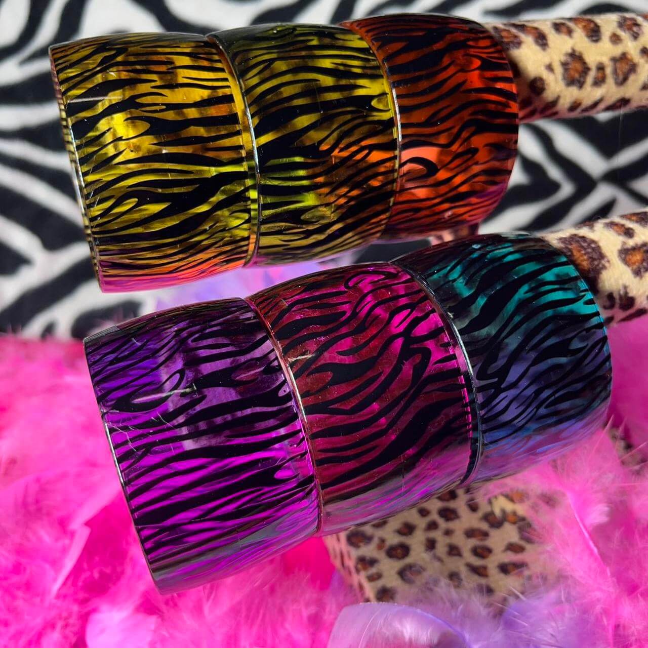 Sheer zebra print bangles