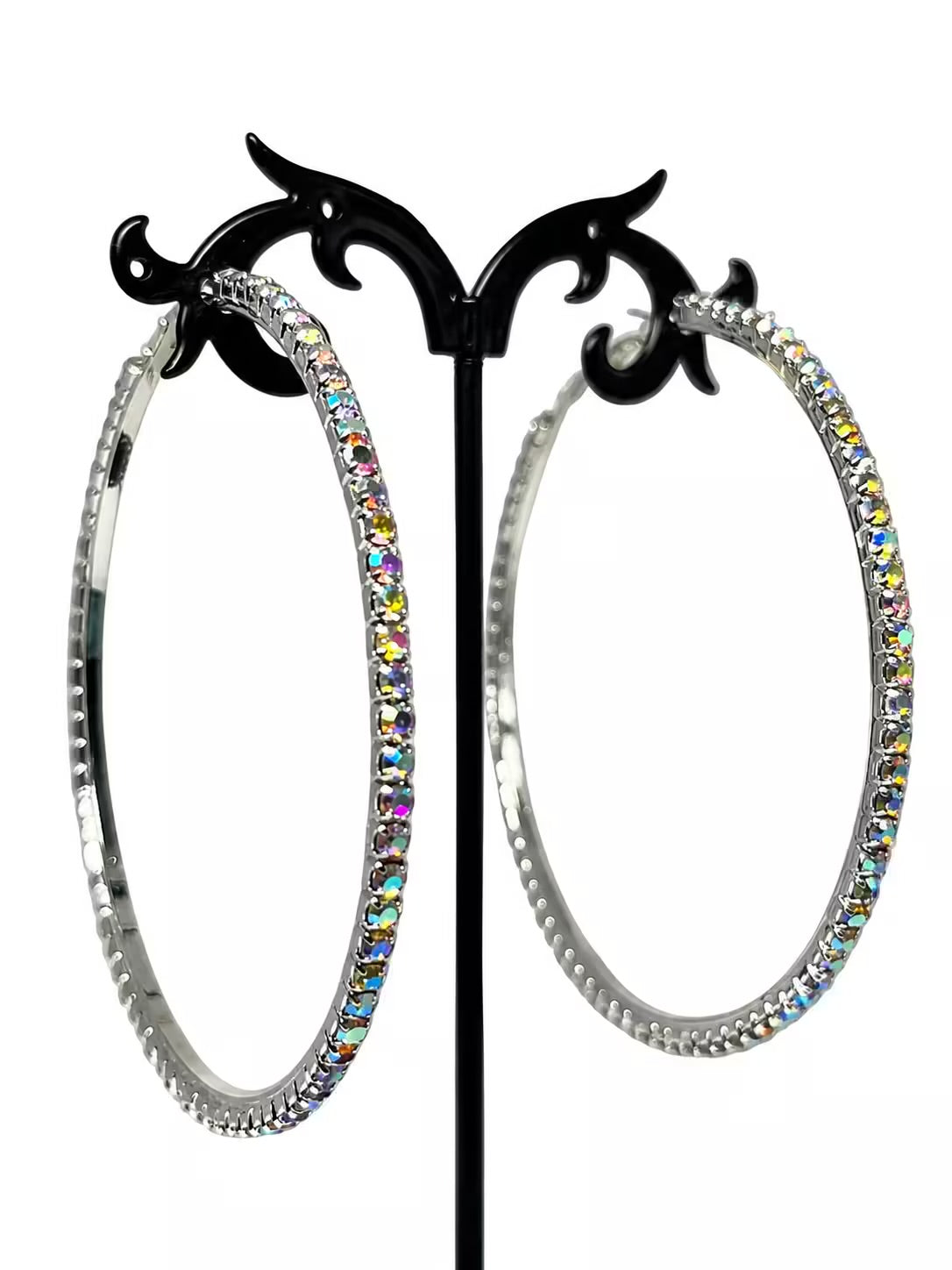 Icy girl iridescent bling hoop earrings