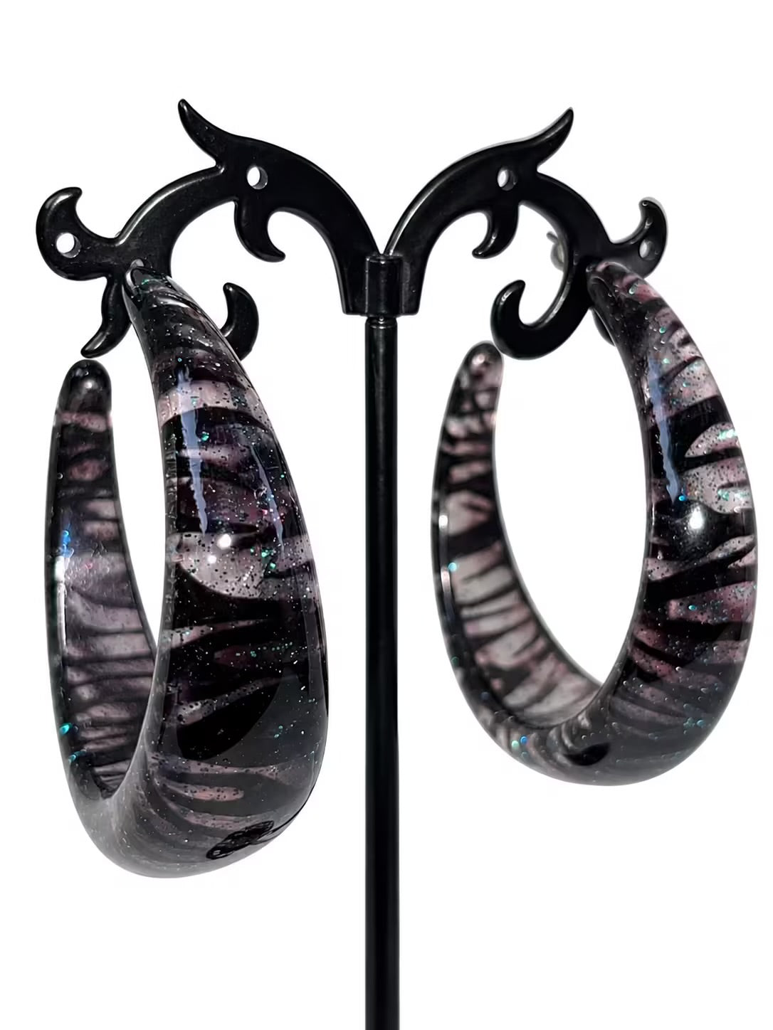 Blue Glitter zebra lucite hoops - limited time offer!