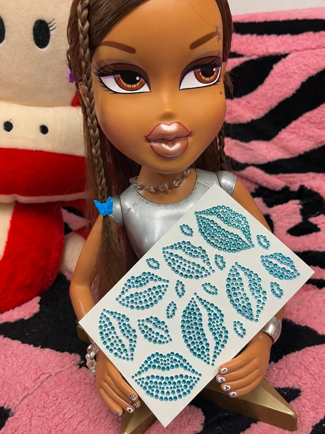 Bratty baby rhinestone lip tattoos