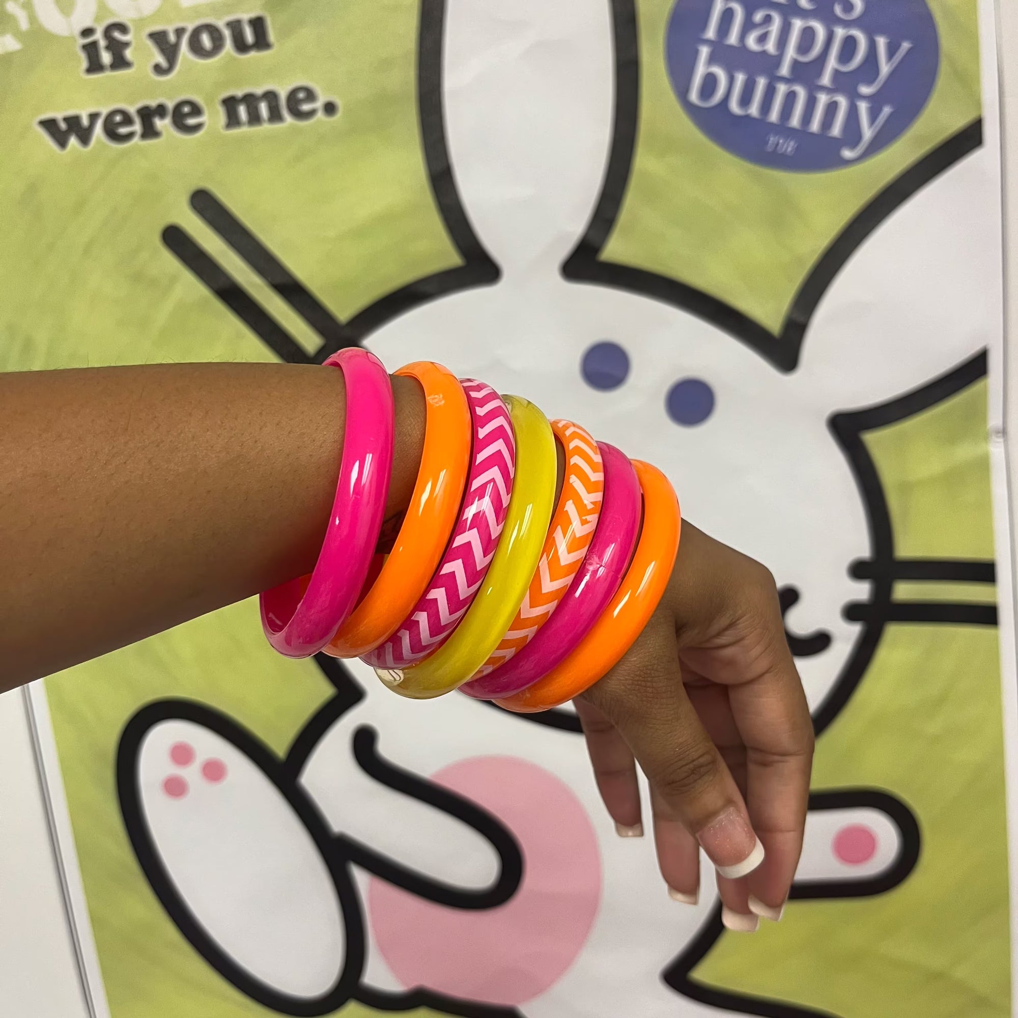 Tropical sunset Chevron bangle set