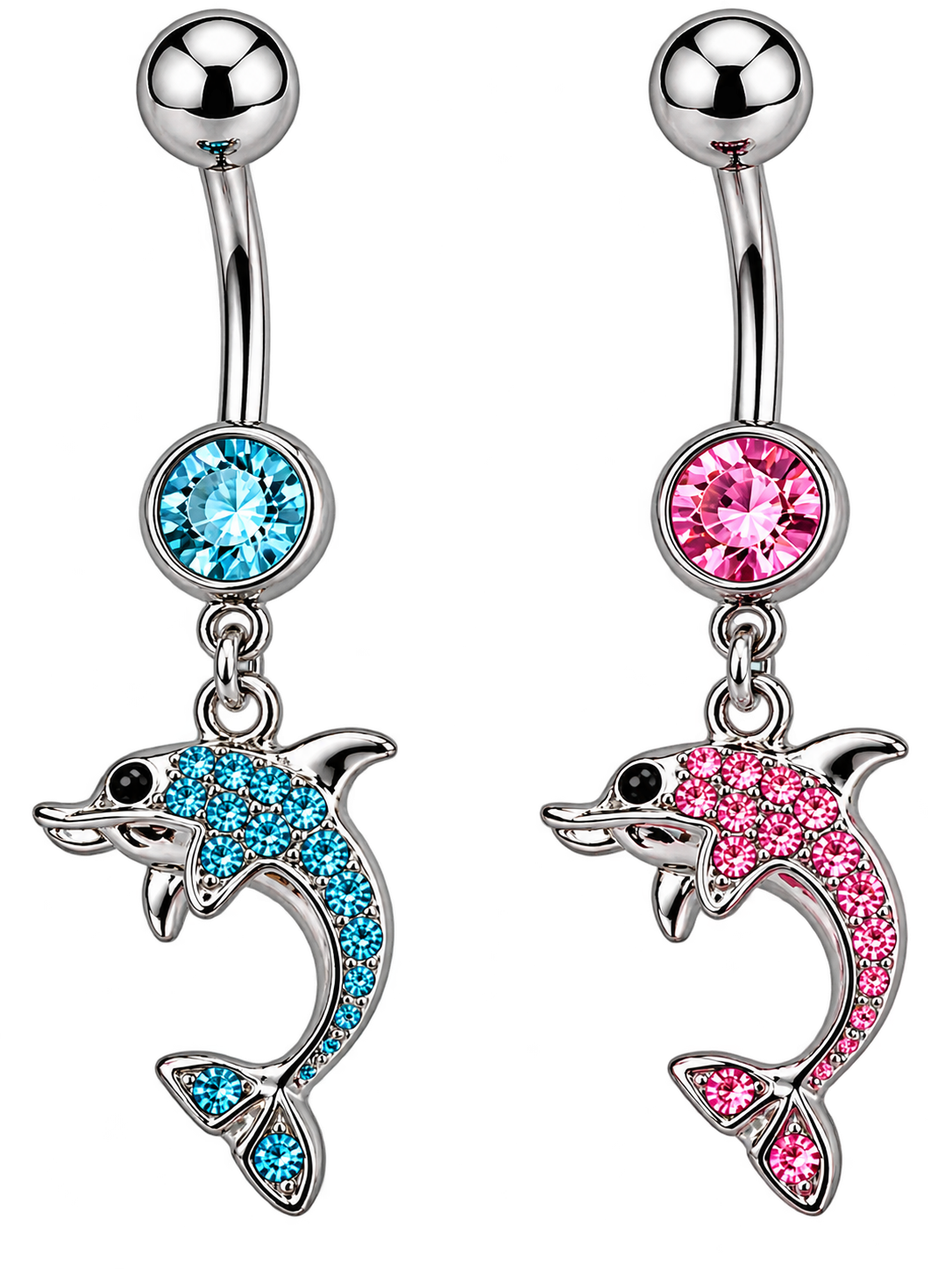 Rhinestone dolphin dangle belly piercing