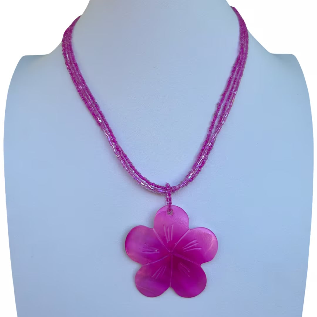 Pink Nacre shell flower necklace