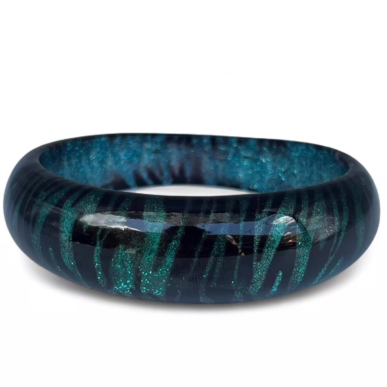 Blue glitter zebra print bangle