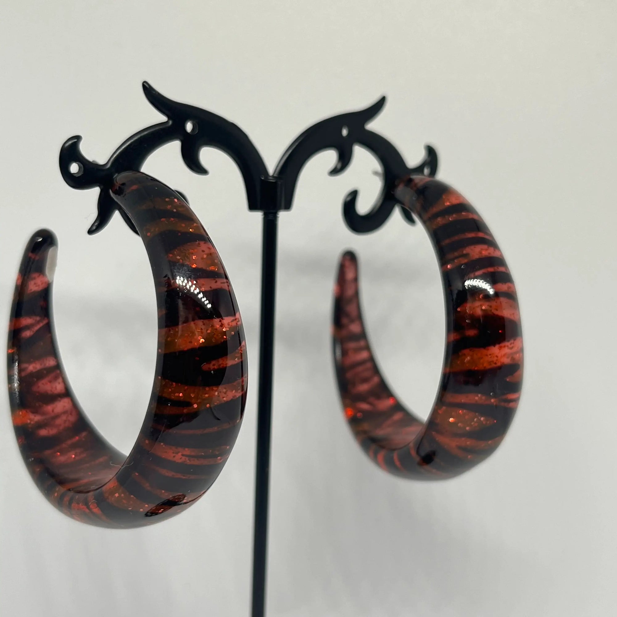 Glitter zebra hoops