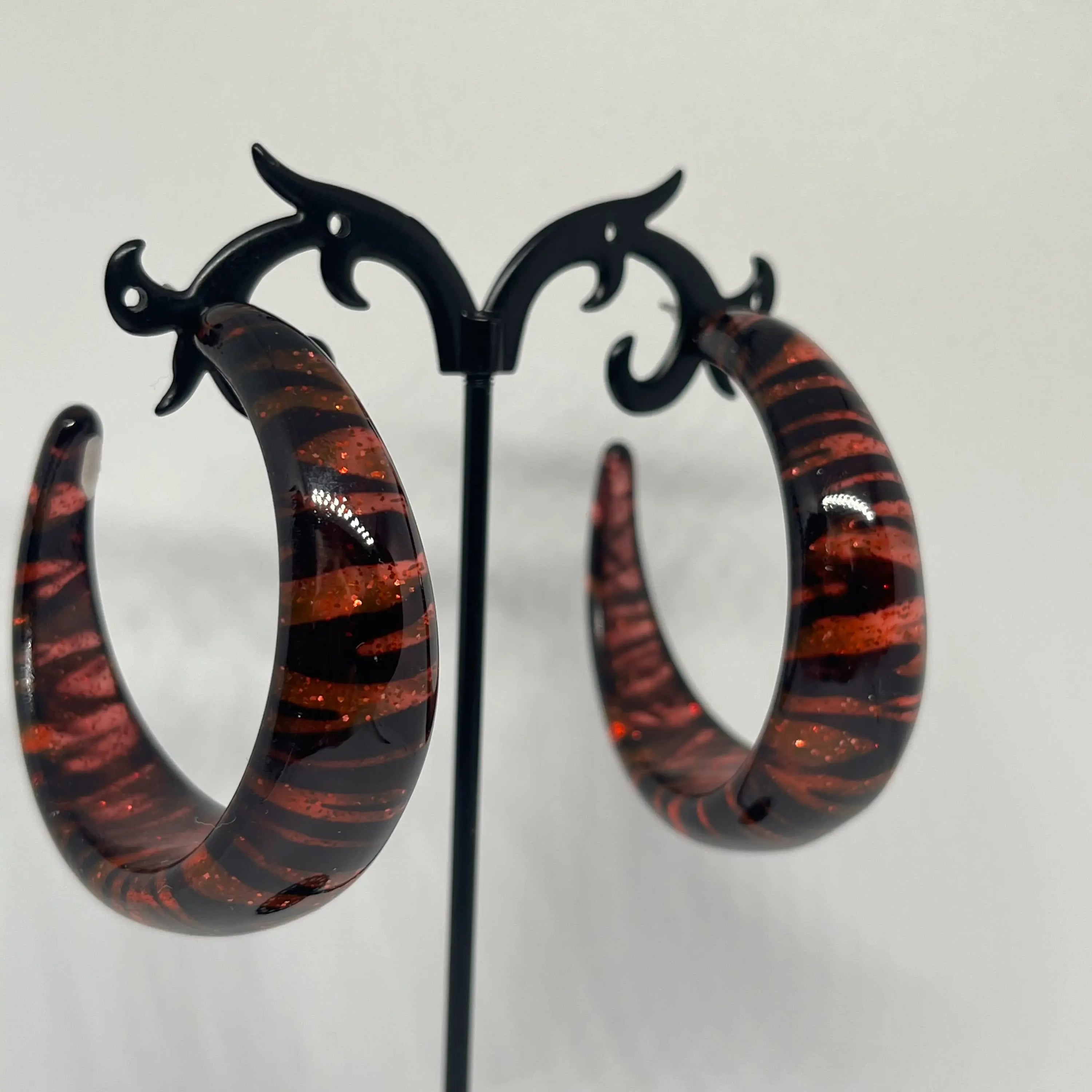 Glitter zebra hoops