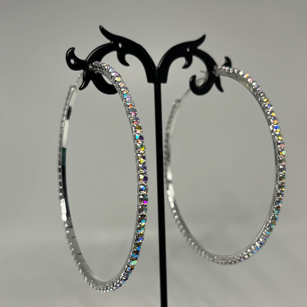 Icy girl silver hoop earrings