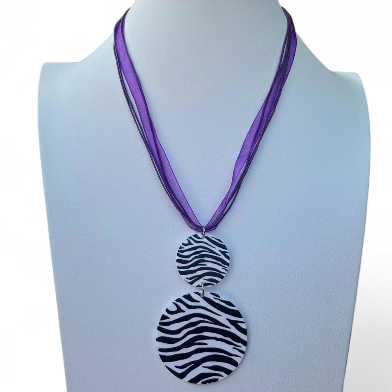 Misti lace zebra print necklace