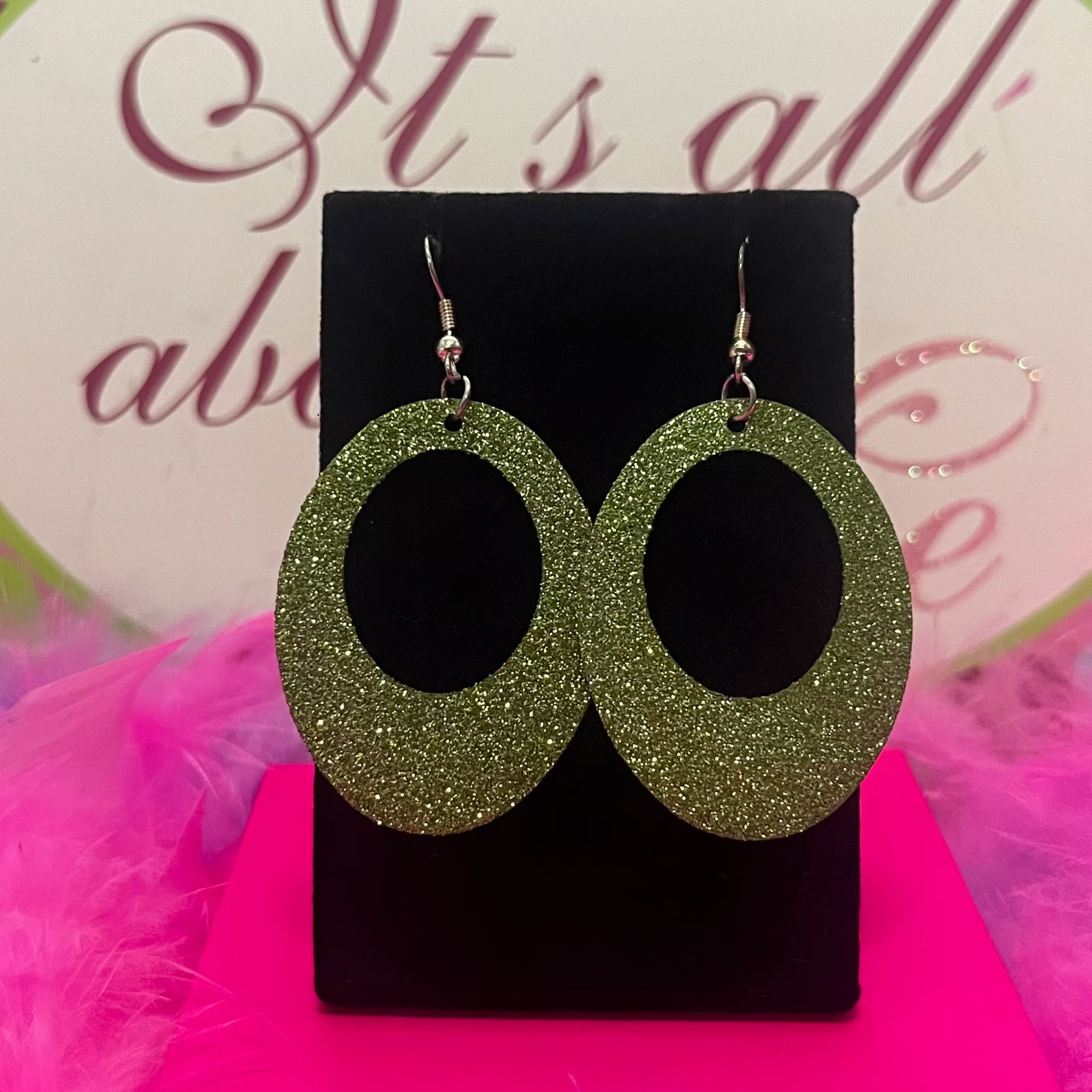 totally 2000s green glitter earrings