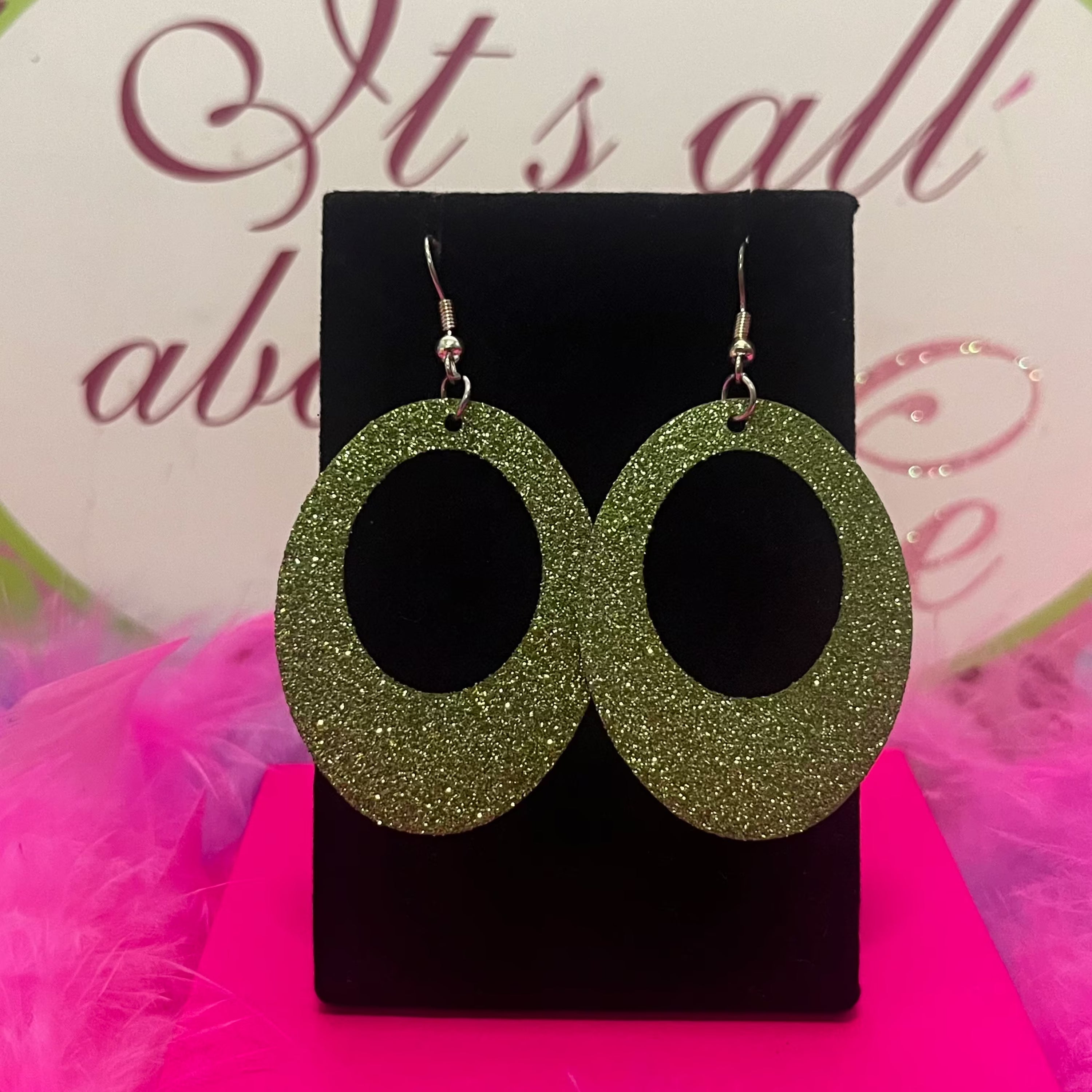 totally 2000s green glitter earrings