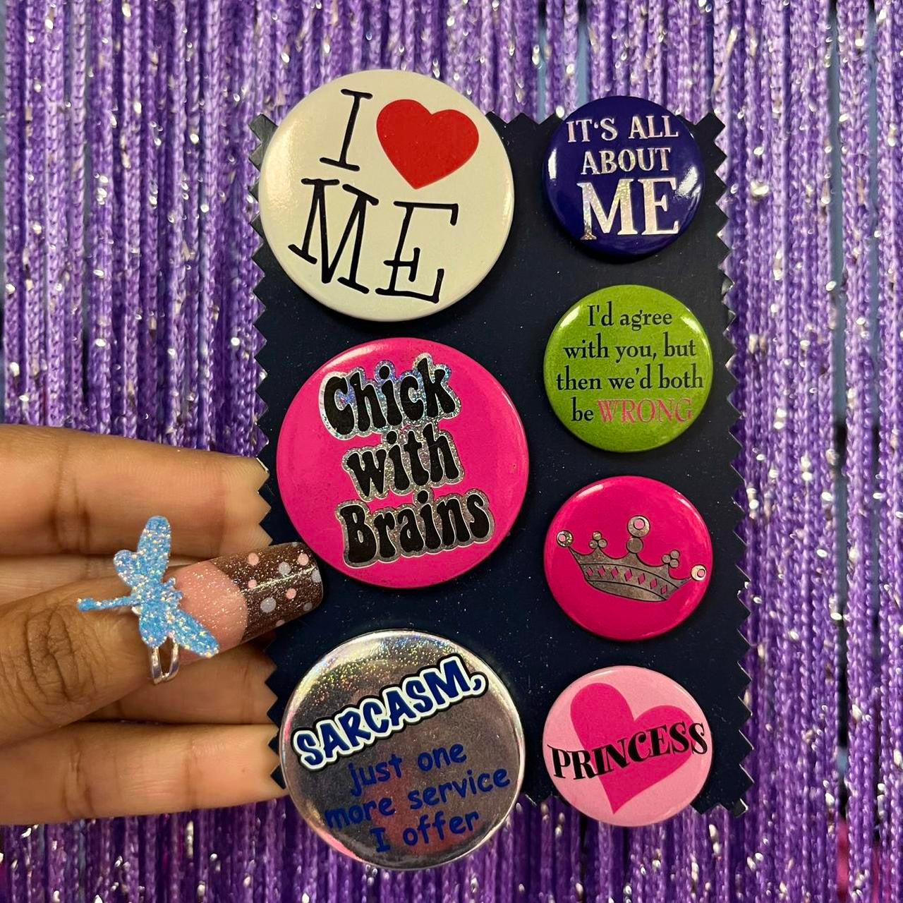 I luv me button pin set