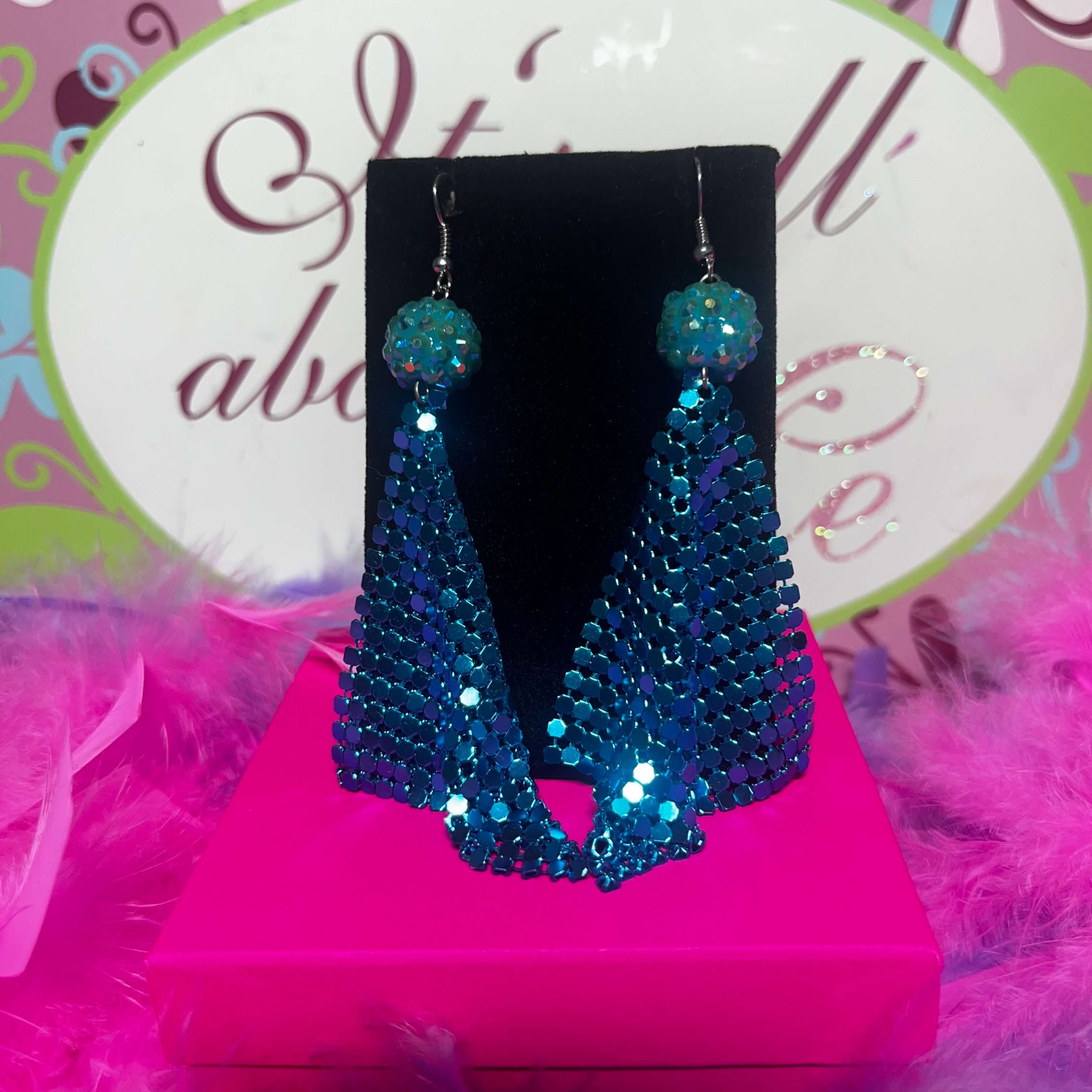 Party girl blue tassel earrings