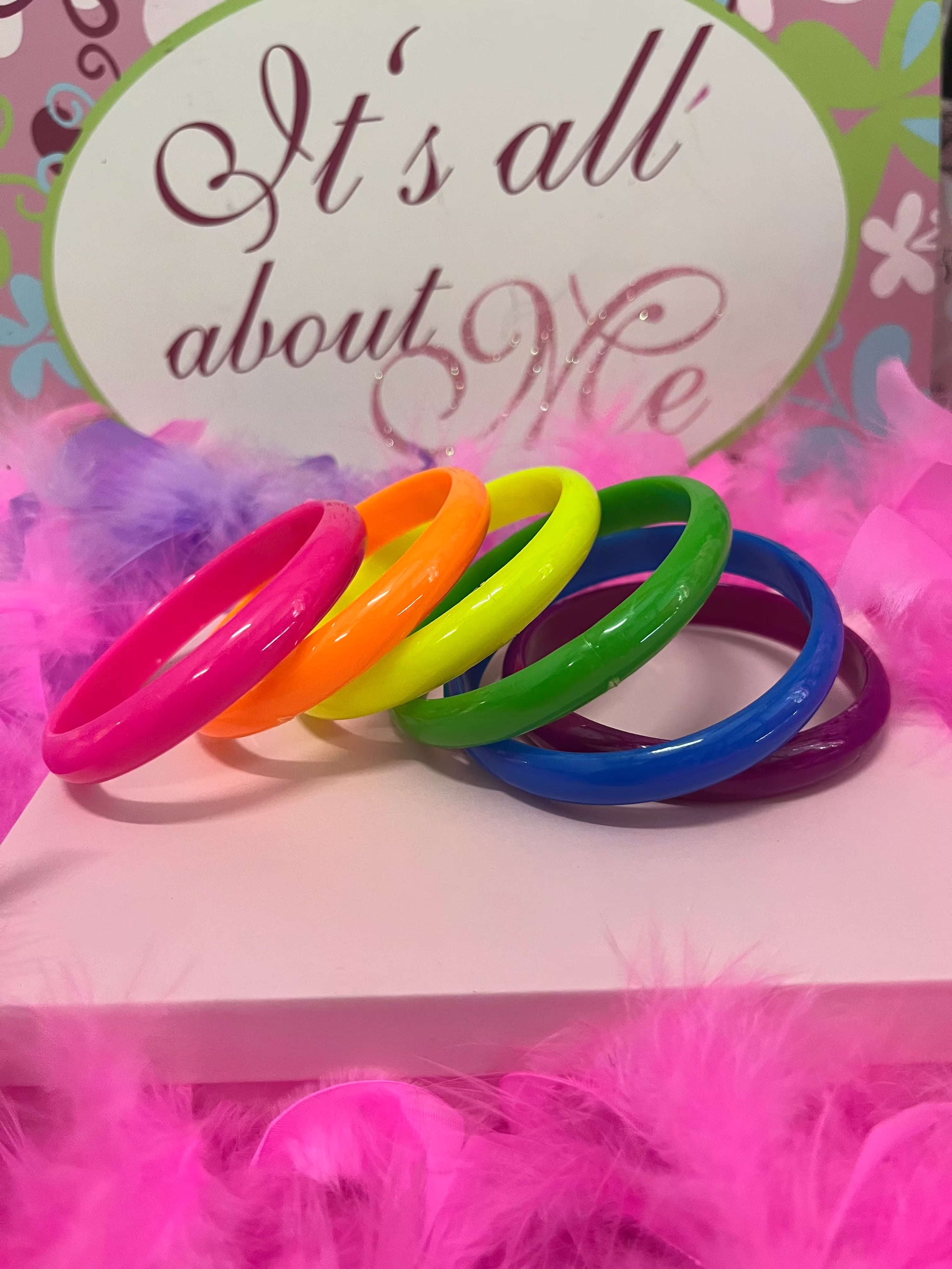 Thin plastic bangle bracelets