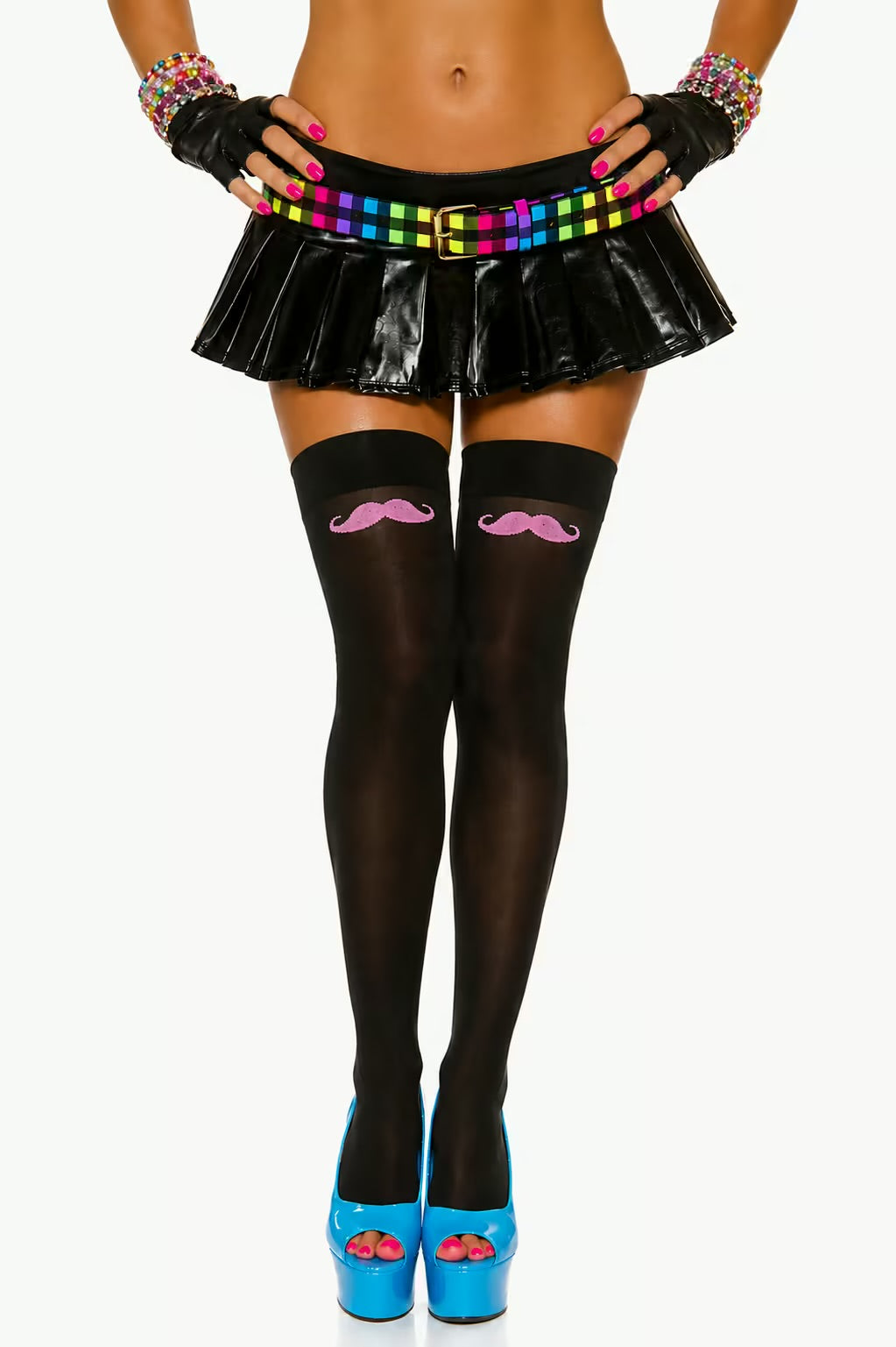 I mustache u pink thigh high leggings