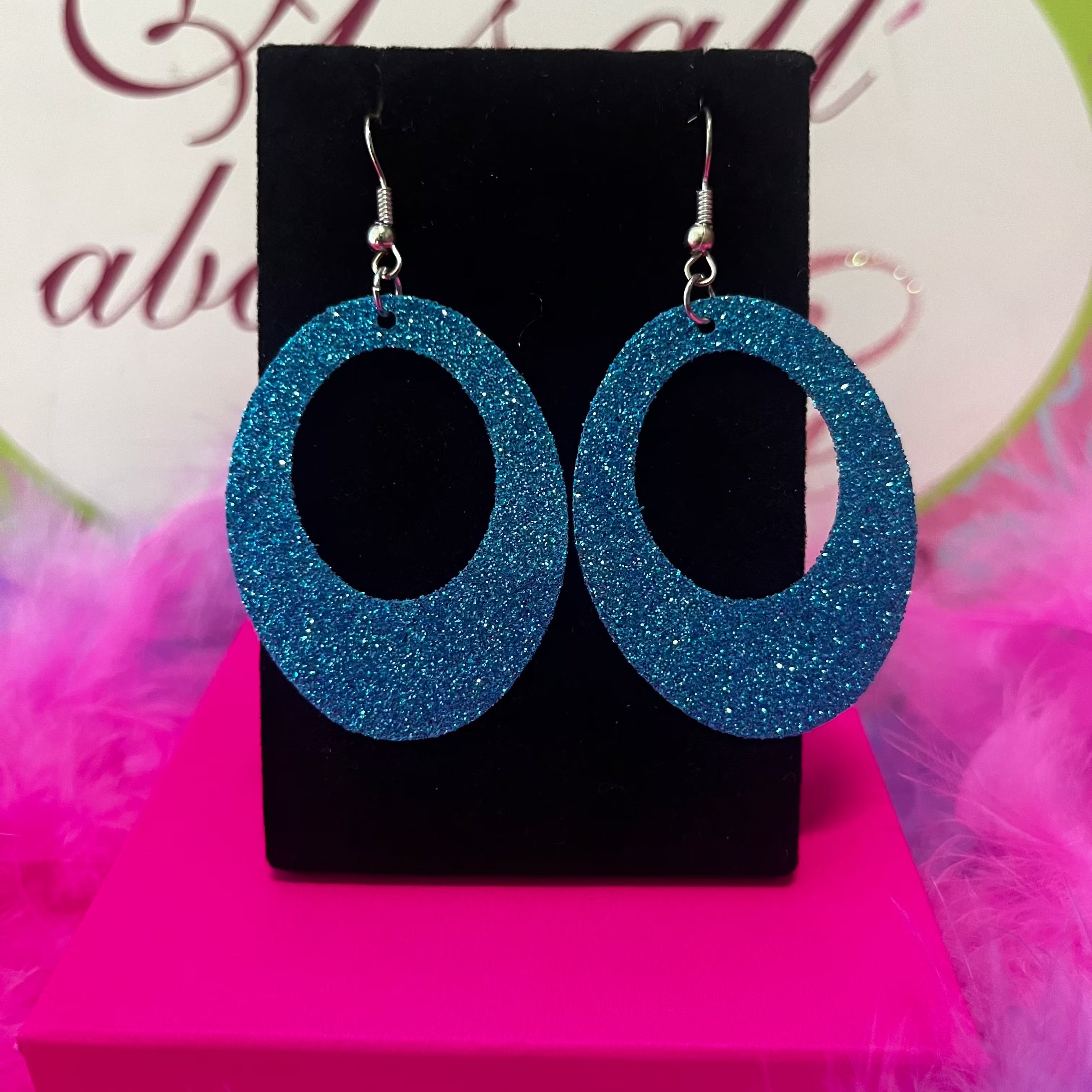 totally 2000s blue glitter earrings