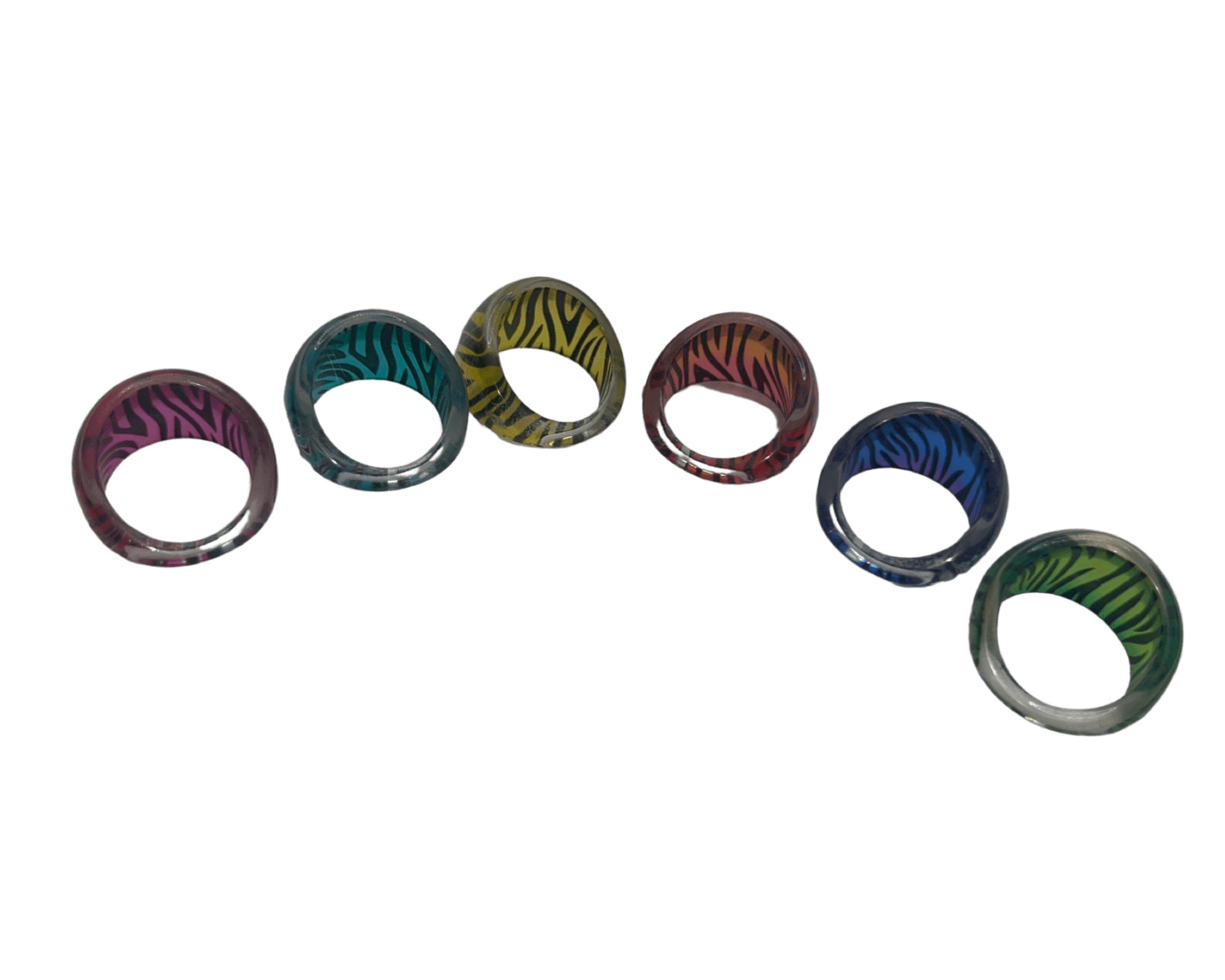 Colorful zebra print dome rings - 3 pieces  ♡