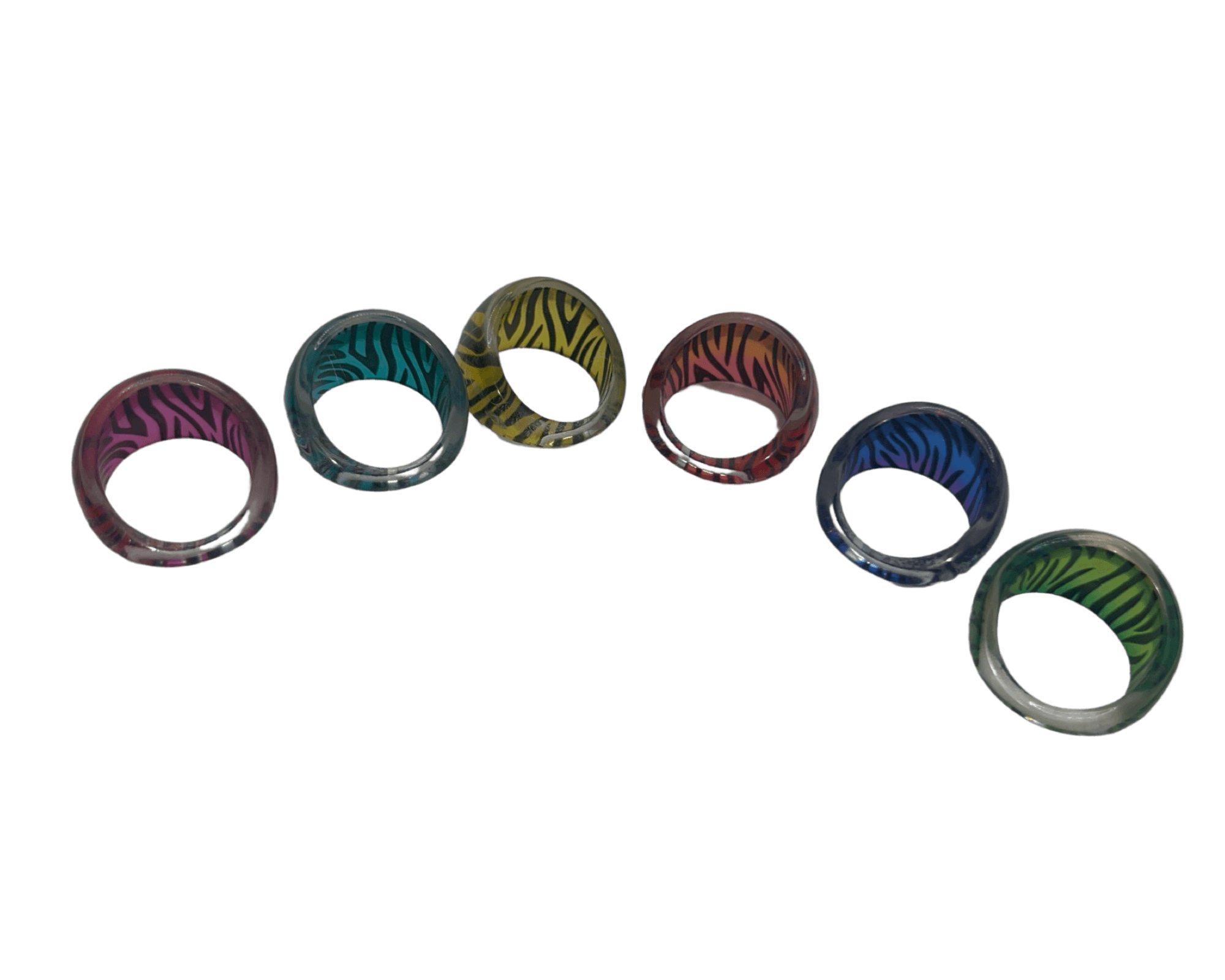 Colorful zebra dome rings ♡