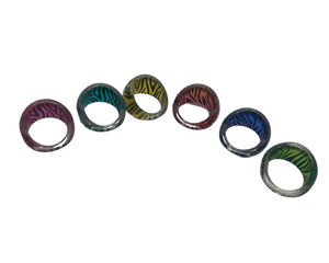 Colorful zebra dome rings ♡